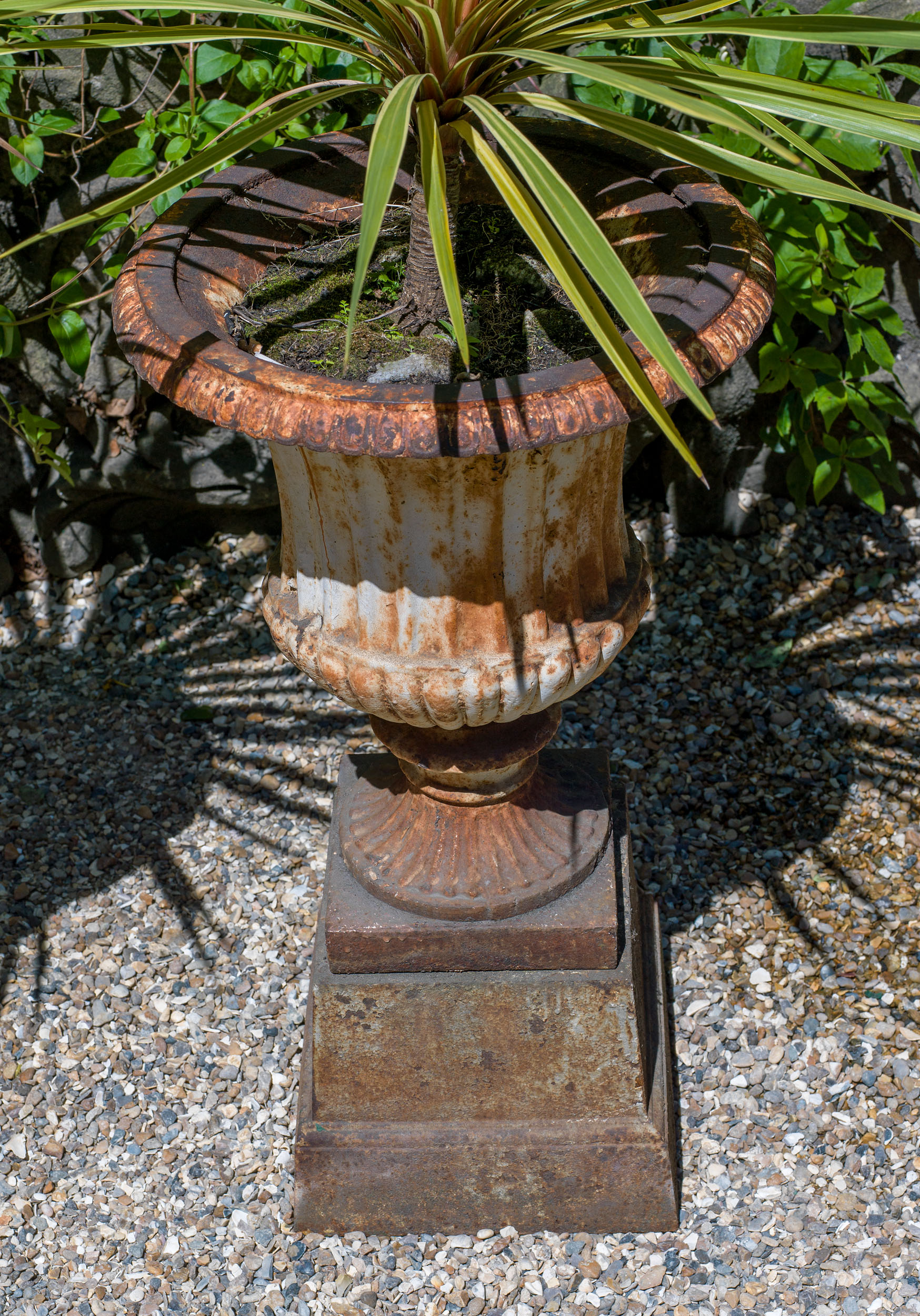 A Victorian Cast Iron Pair of Garden Urns
