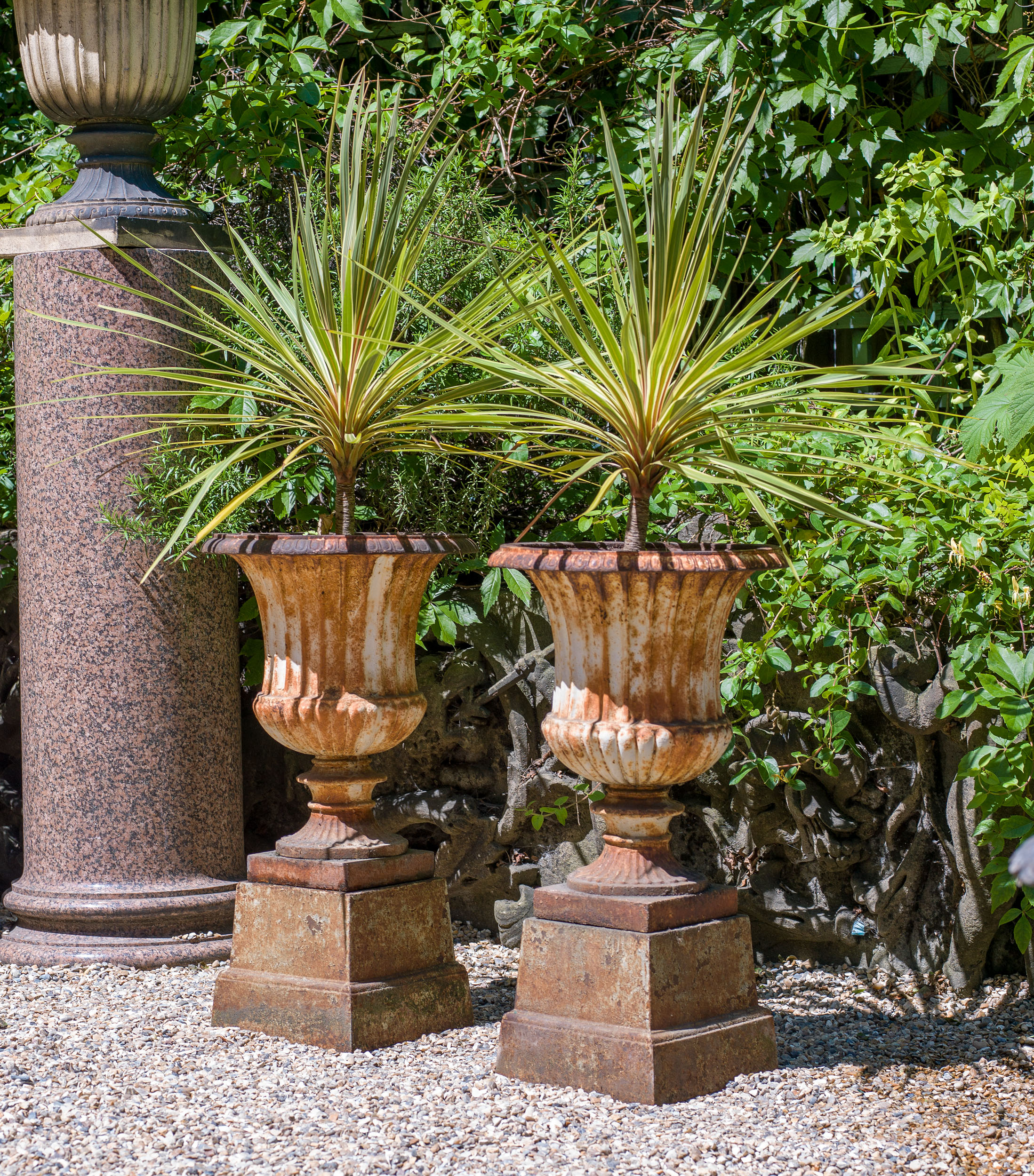 A Victorian Cast Iron Pair of Garden Urns
