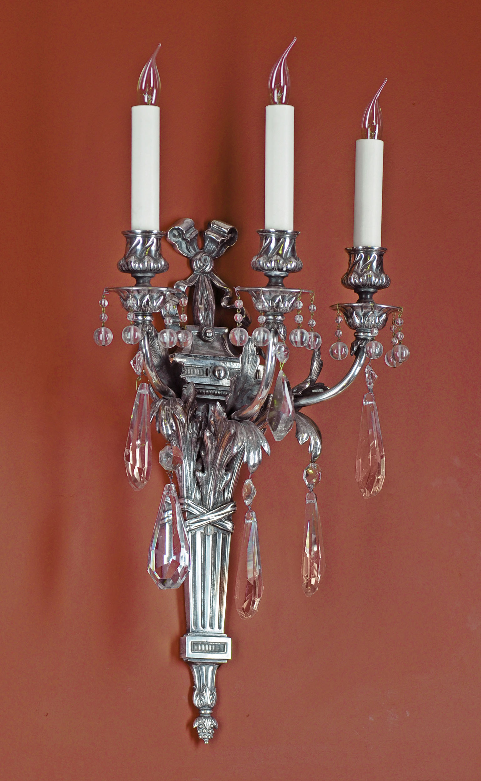 A Silver Plated Pair of French Wall Lights