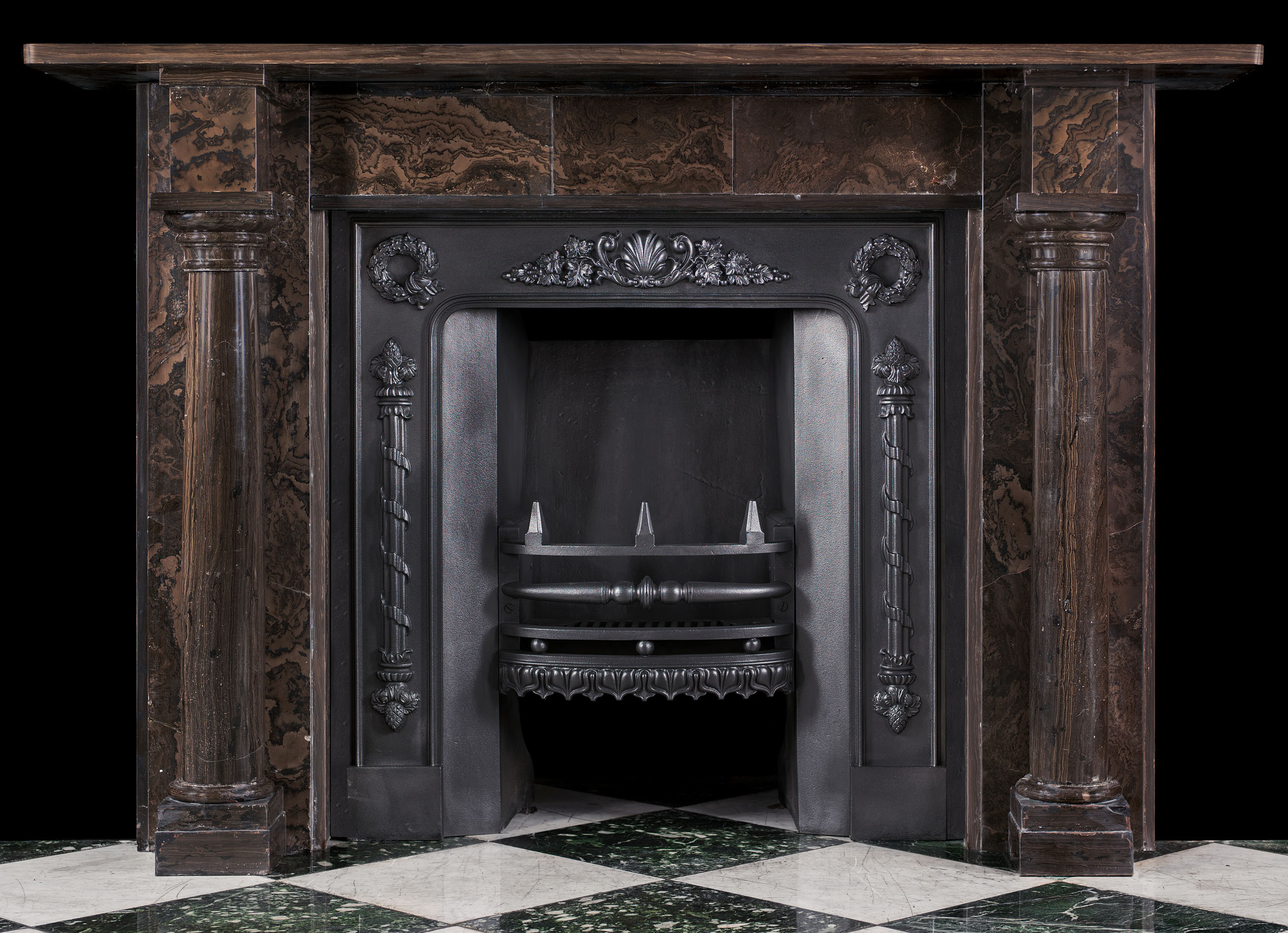 An Antique Regency full round columned chimneypiece 