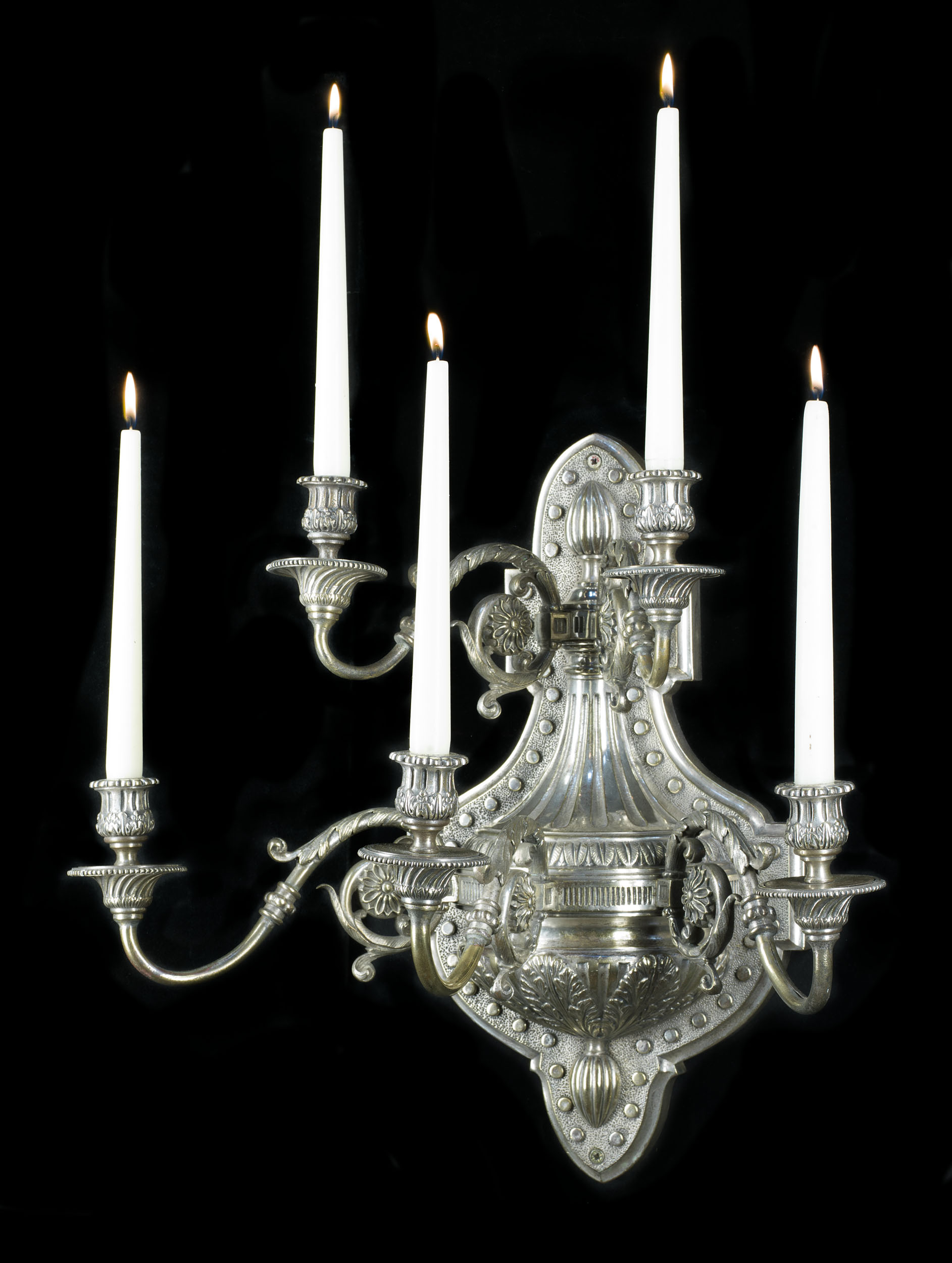 A Large Pair of Nickel Plated Wall Sconces