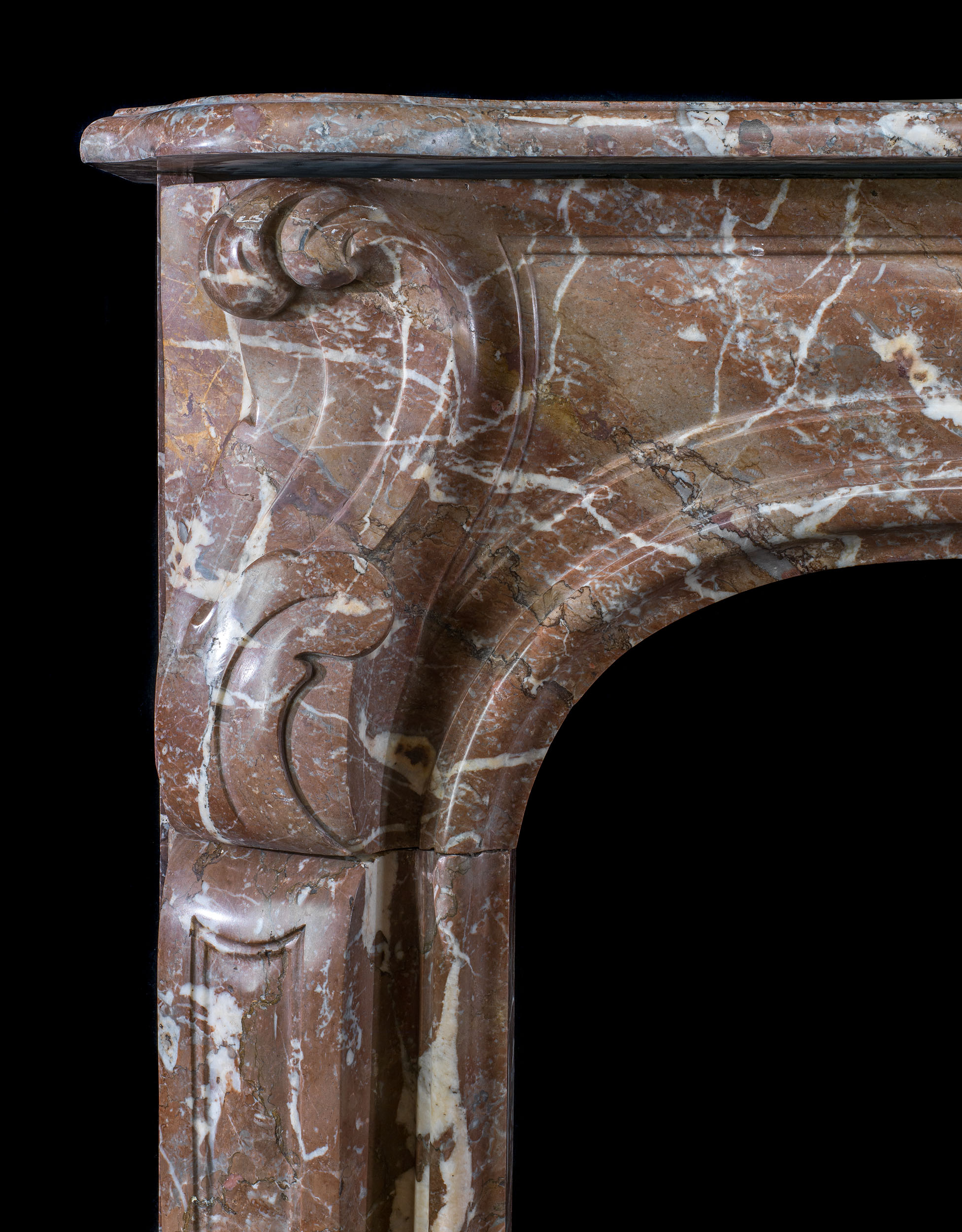 A Rouge Marble Louis XV Chimneypiece
