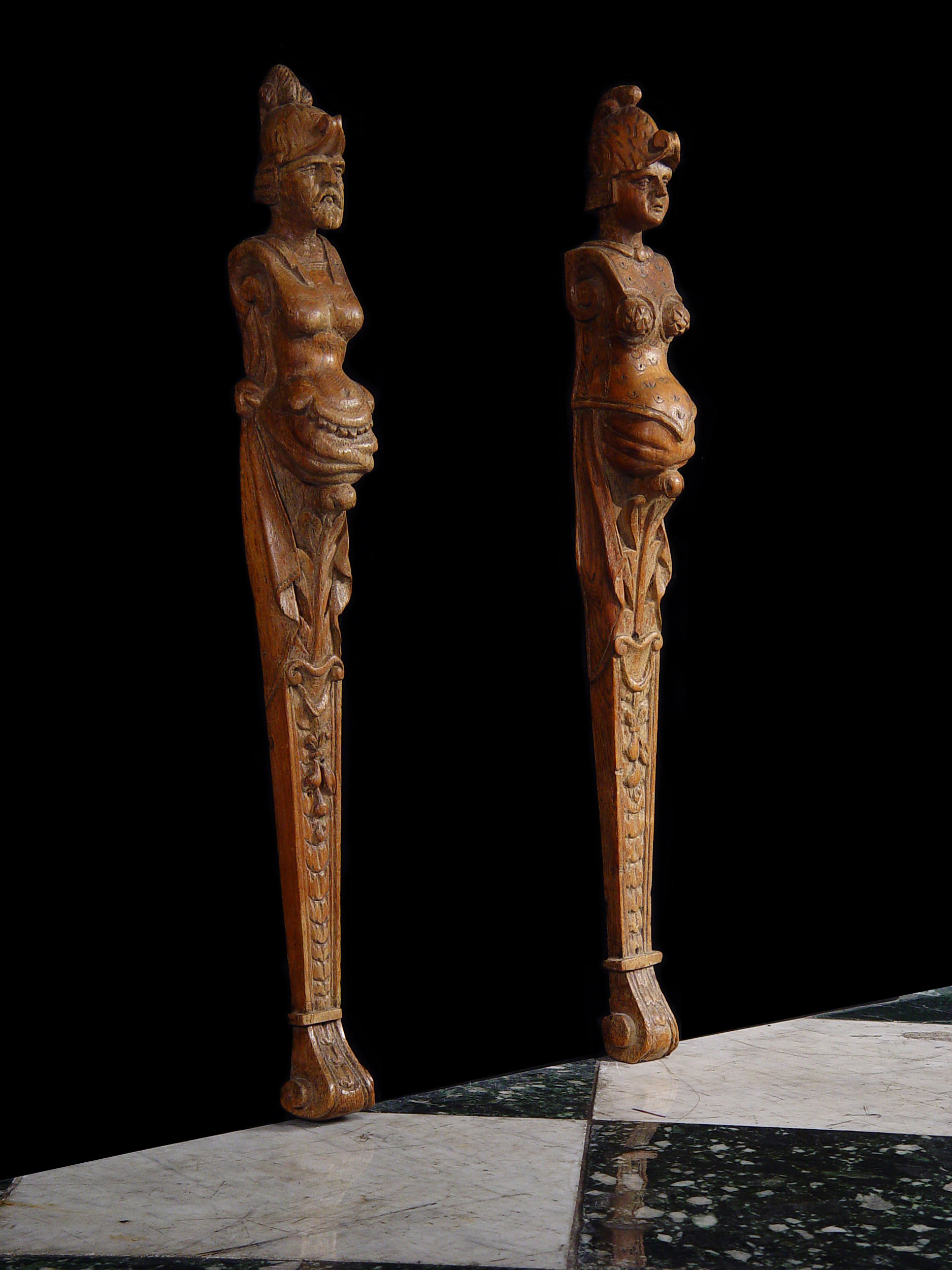A Pair of Carved Oak Mannerist Terms
