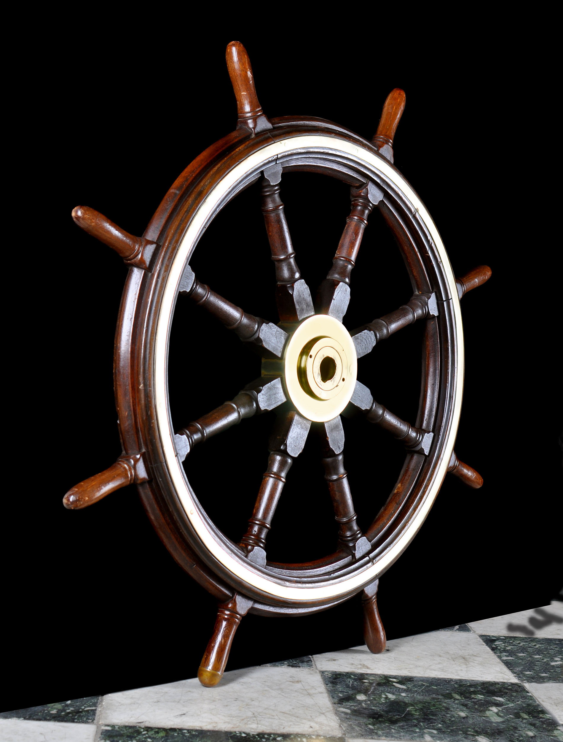 A 20th Century Mahogany Ship's Wheel 