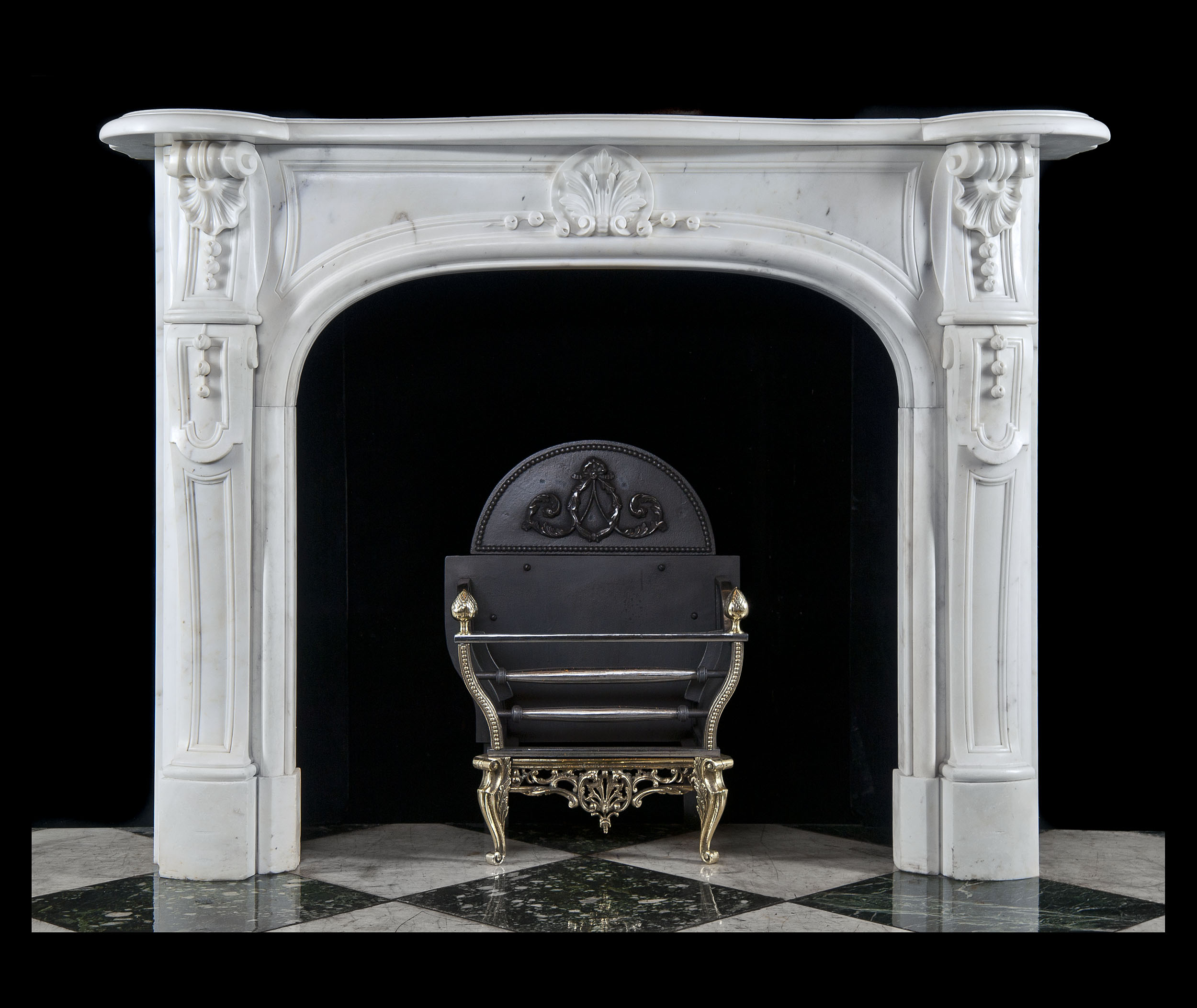 A White Statuary Marble Louis XVI Fireplace
