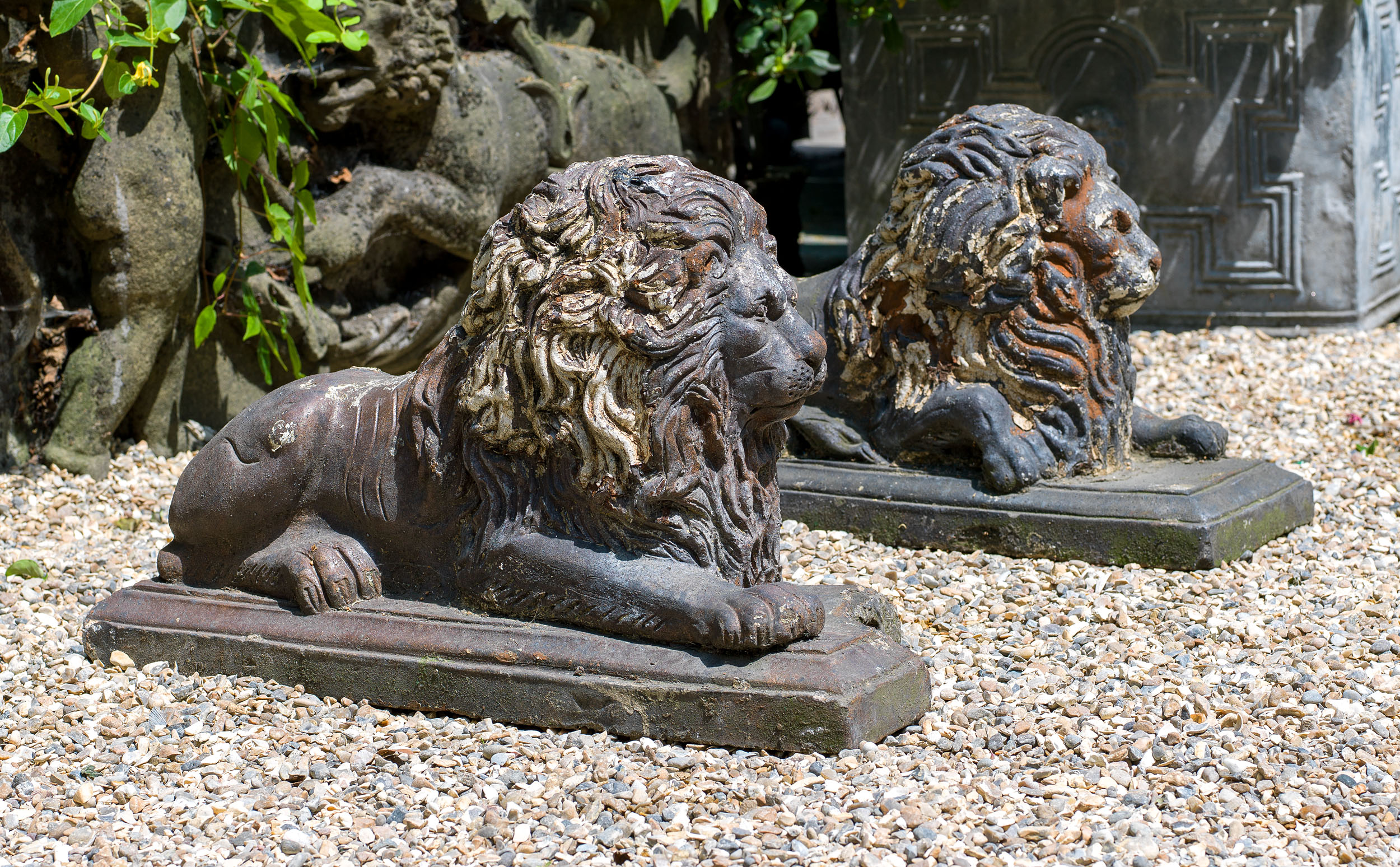 Victorian Pair of Terracotta Garden Lions