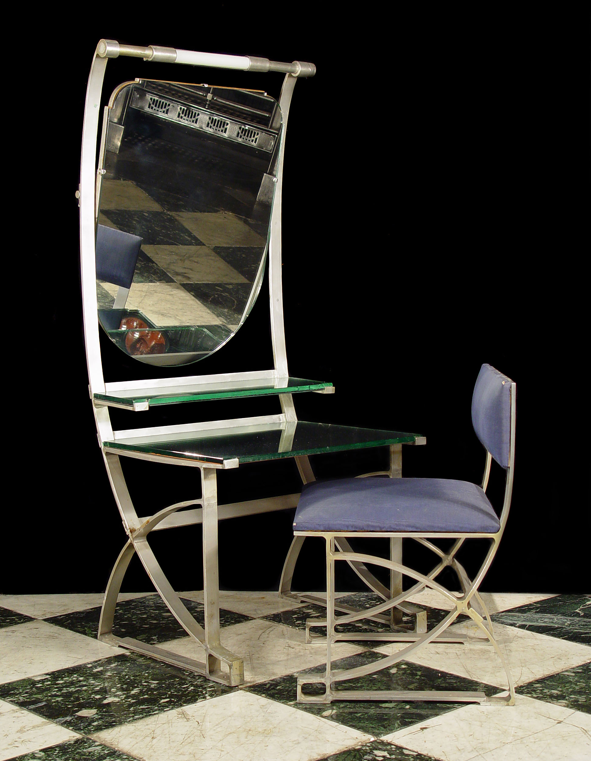 Art Deco Aluminium Dressing Table & Chair
