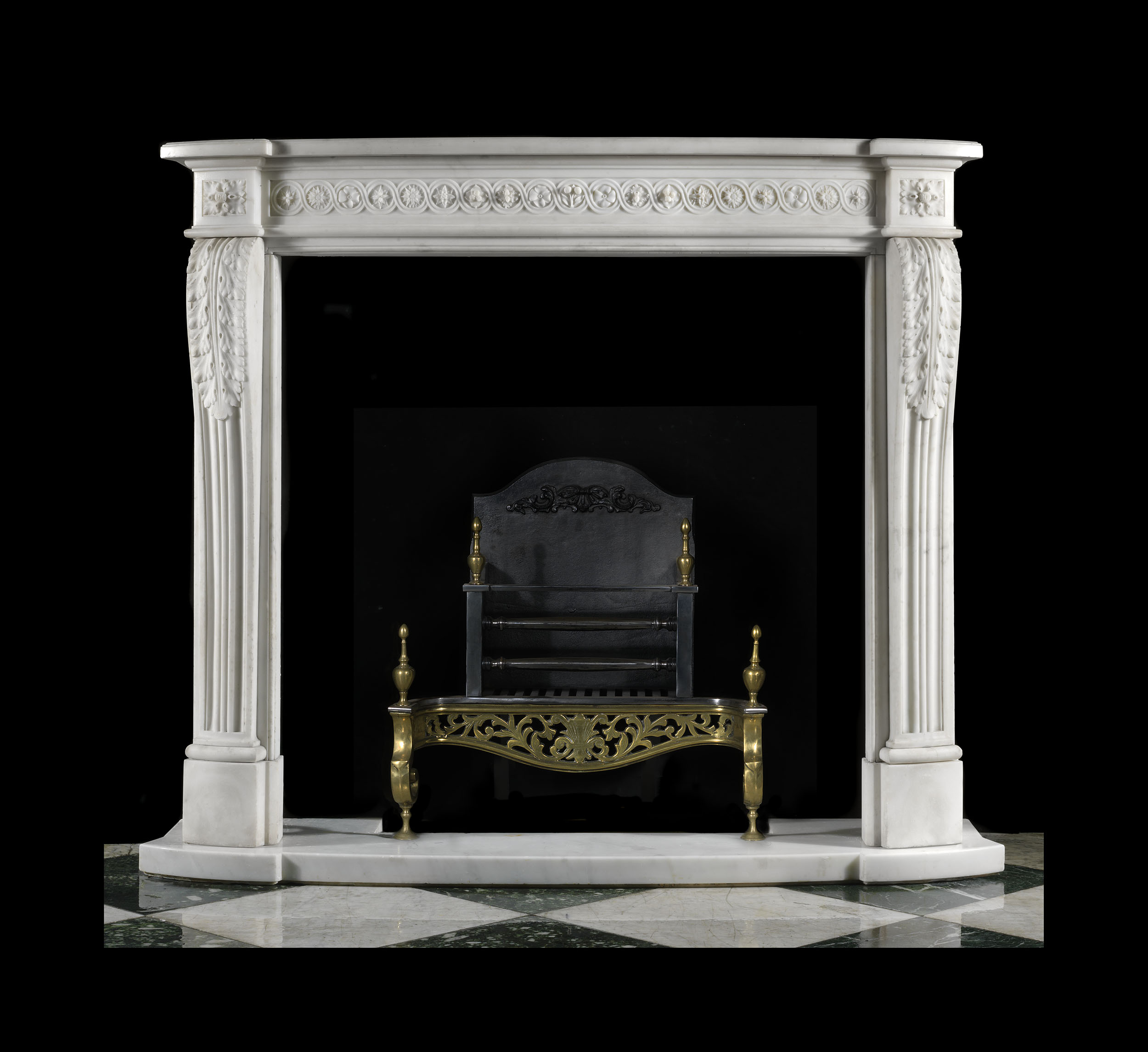 A Small White Marble Louis XVI Fireplace


