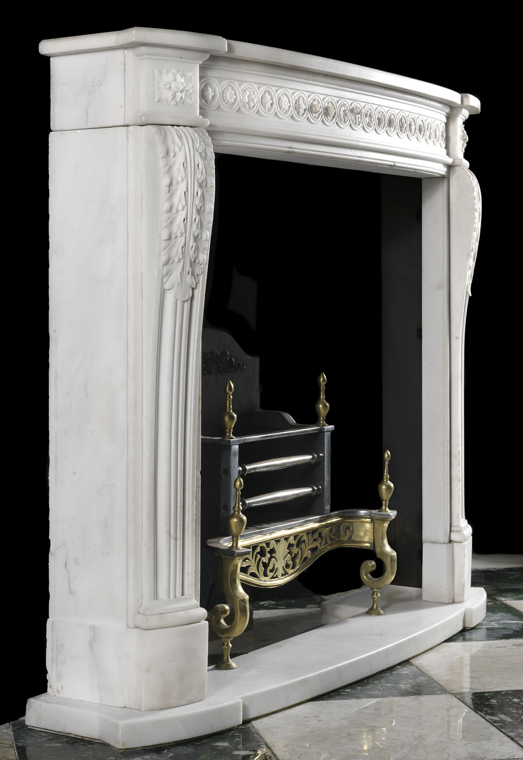 A Small White Marble Louis XVI Fireplace


