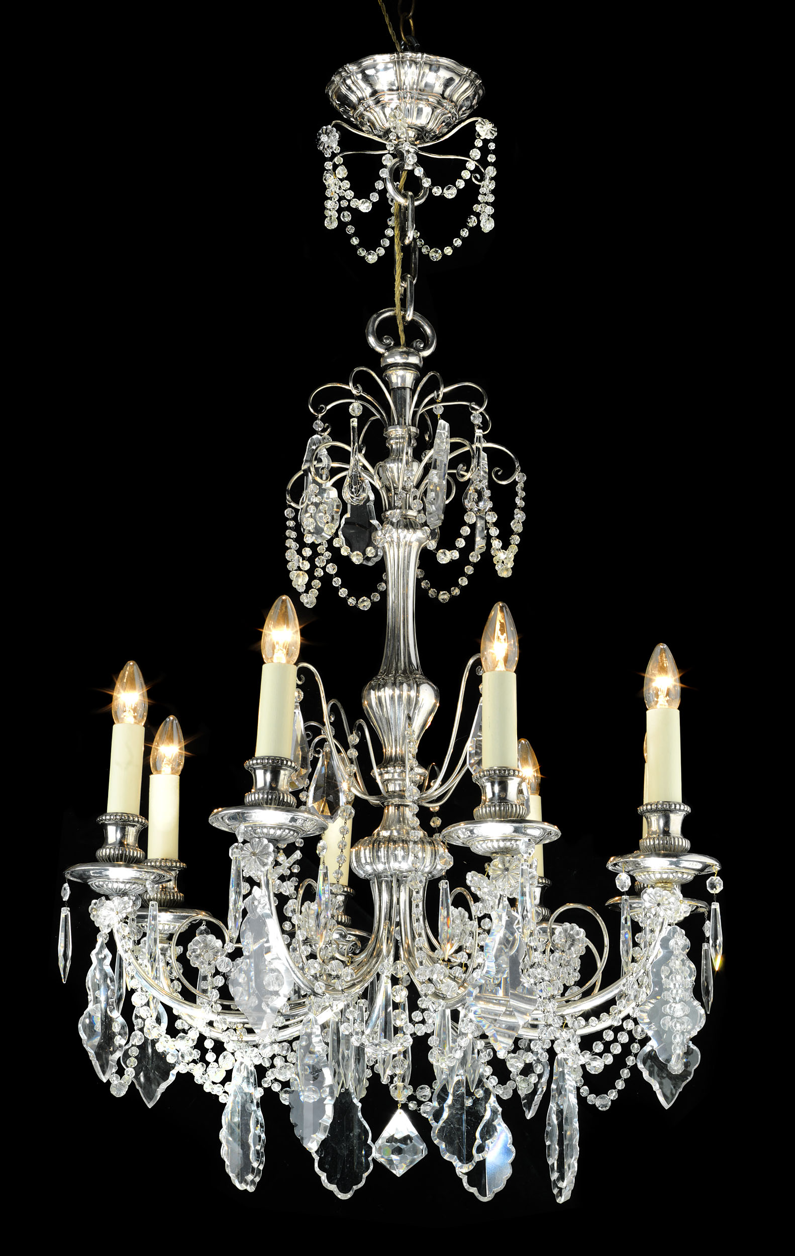 Silver Plated Neoclassical Style Chandelier