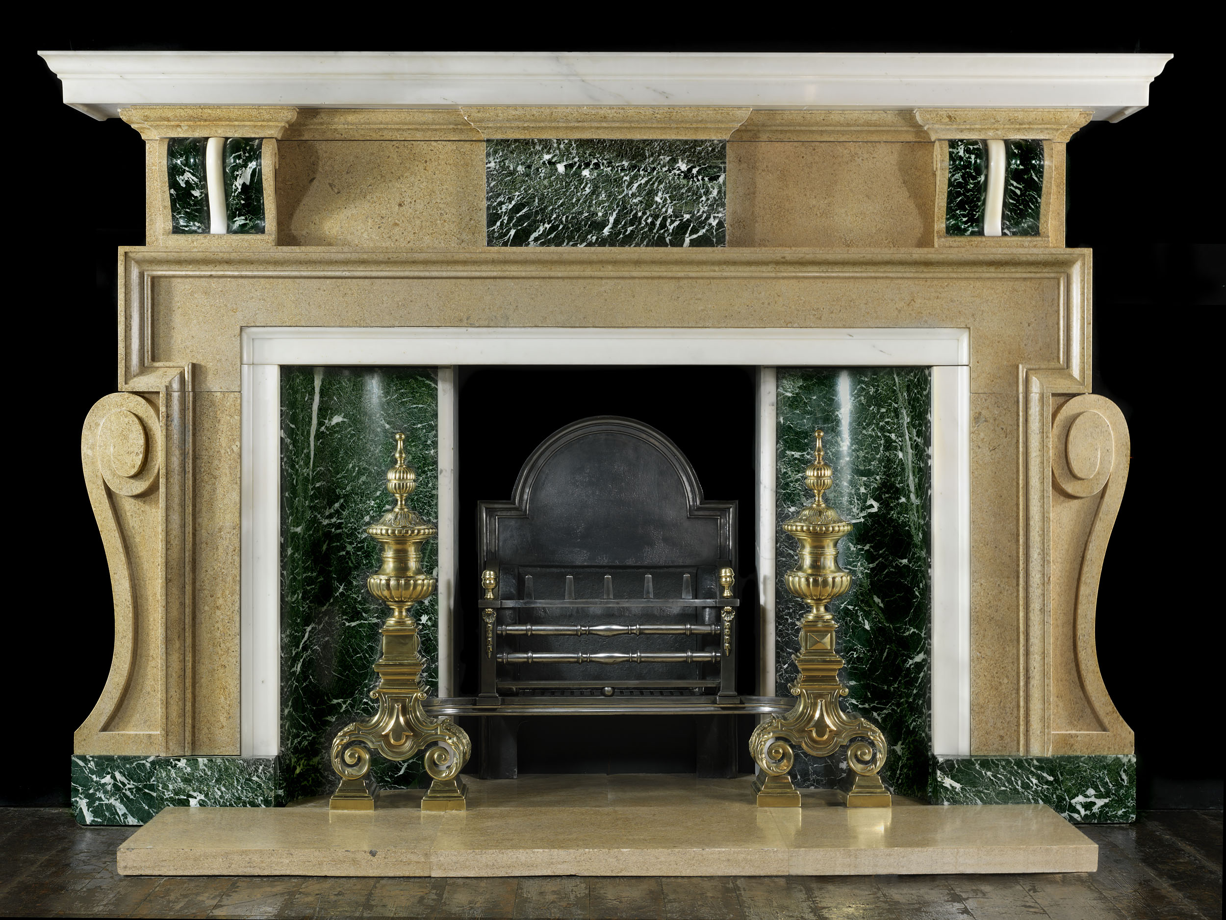A Fossil Stone Palladian Style Fire Surround