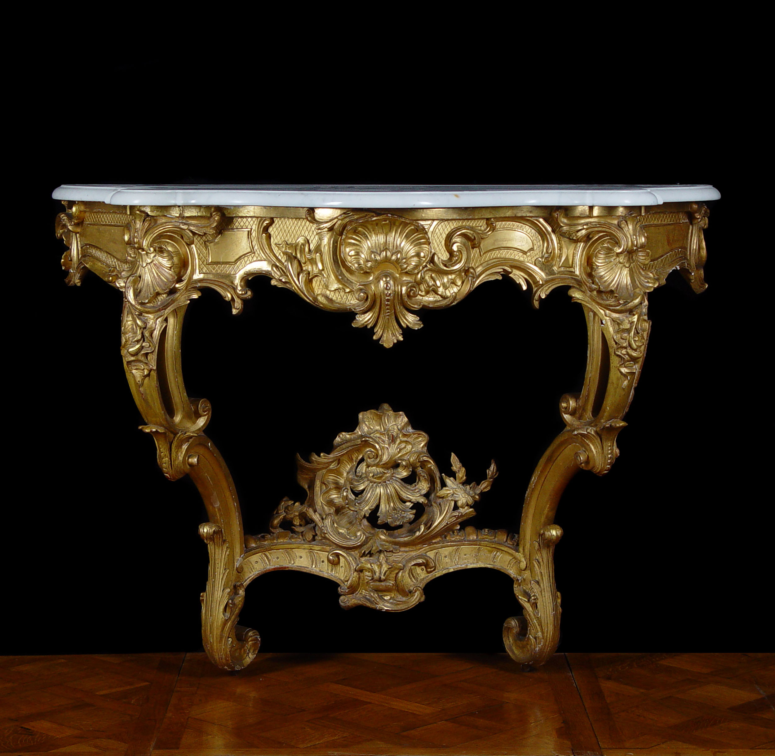 A Giltwood  & Marble Rococo Console Table

