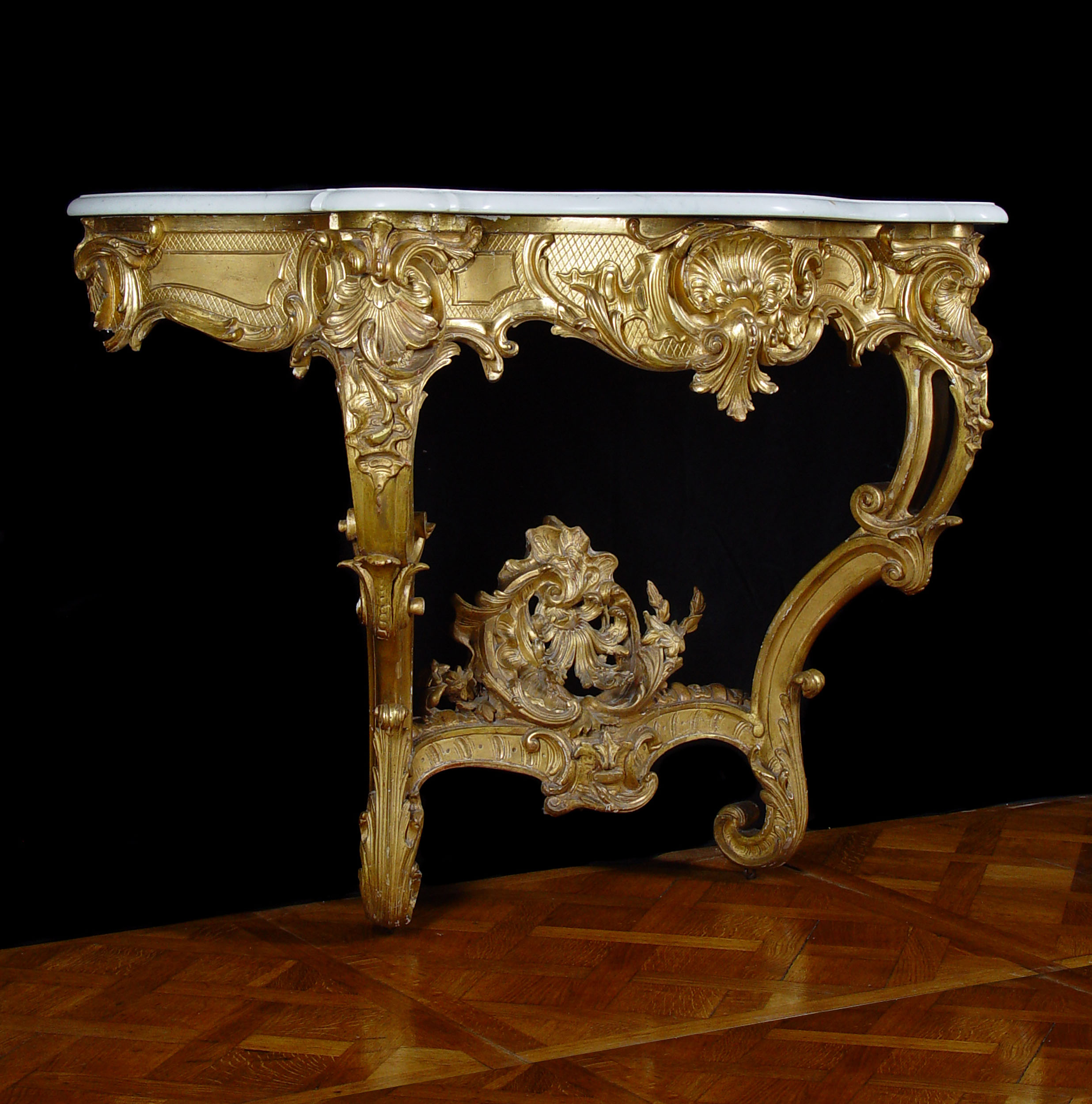 A Giltwood  & Marble Rococo Console Table
