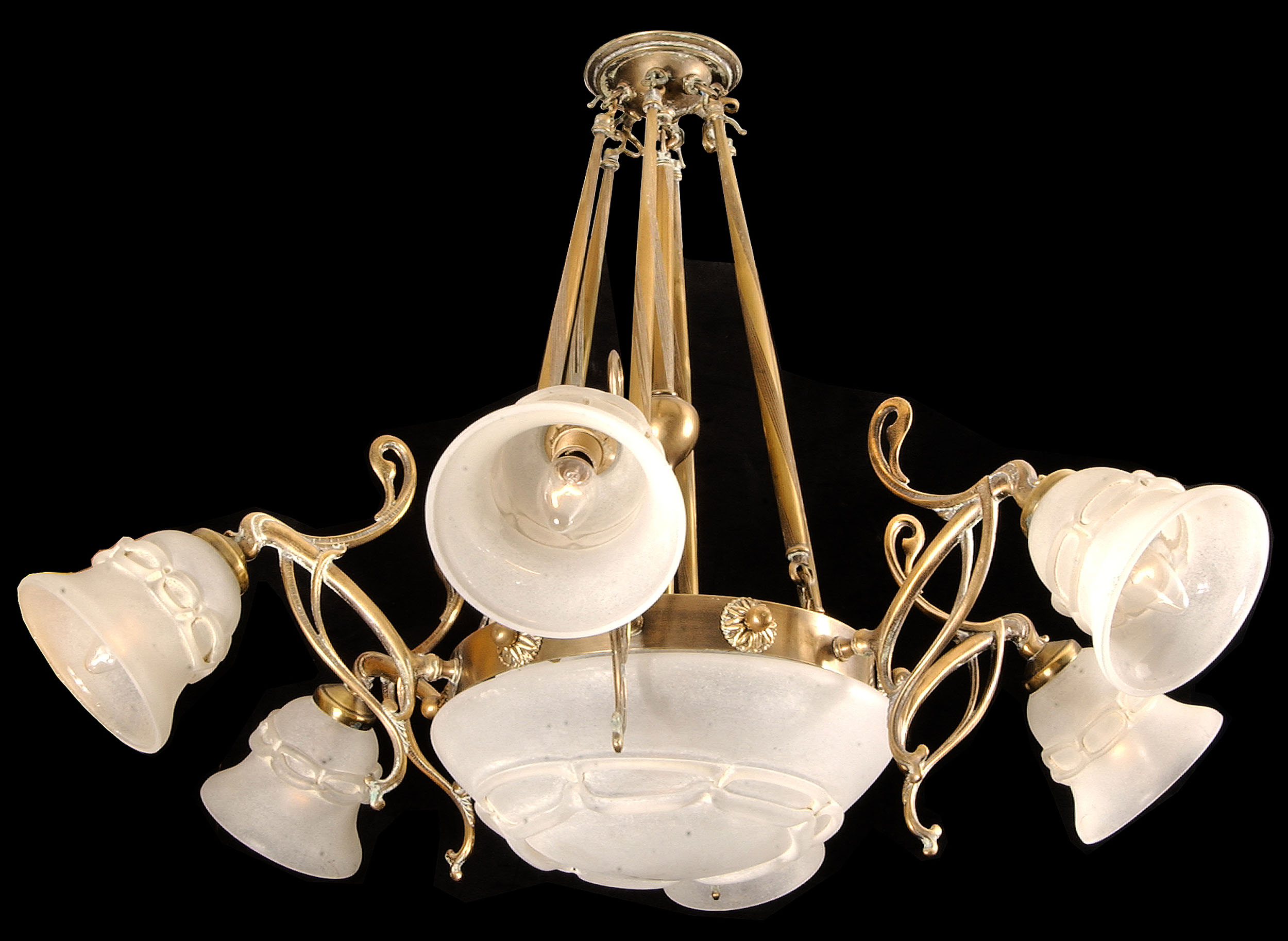 An Art Nouveau Style Six Light Chandelier
