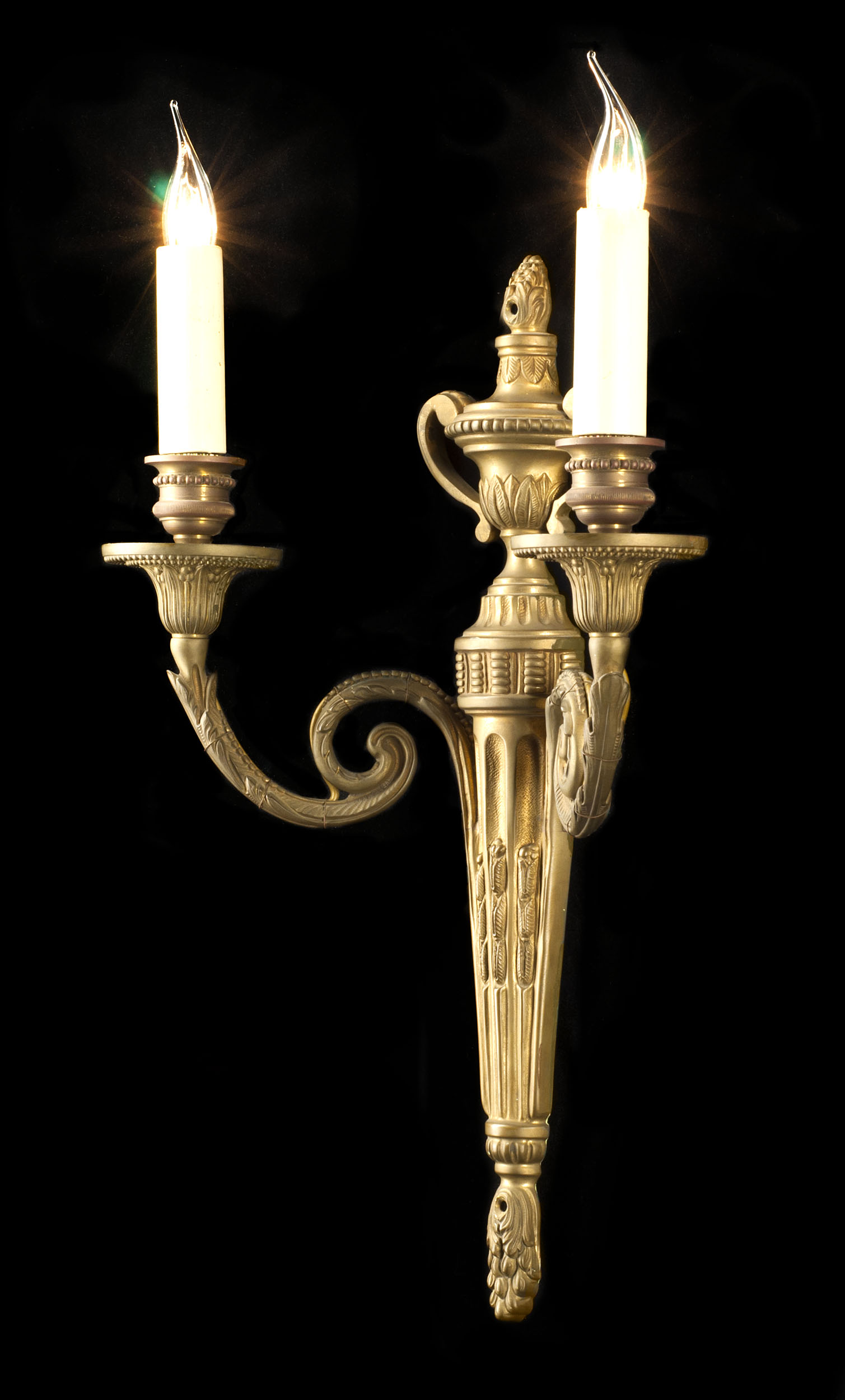 A Pair of Louis XVI Style Brass Wall Lights
