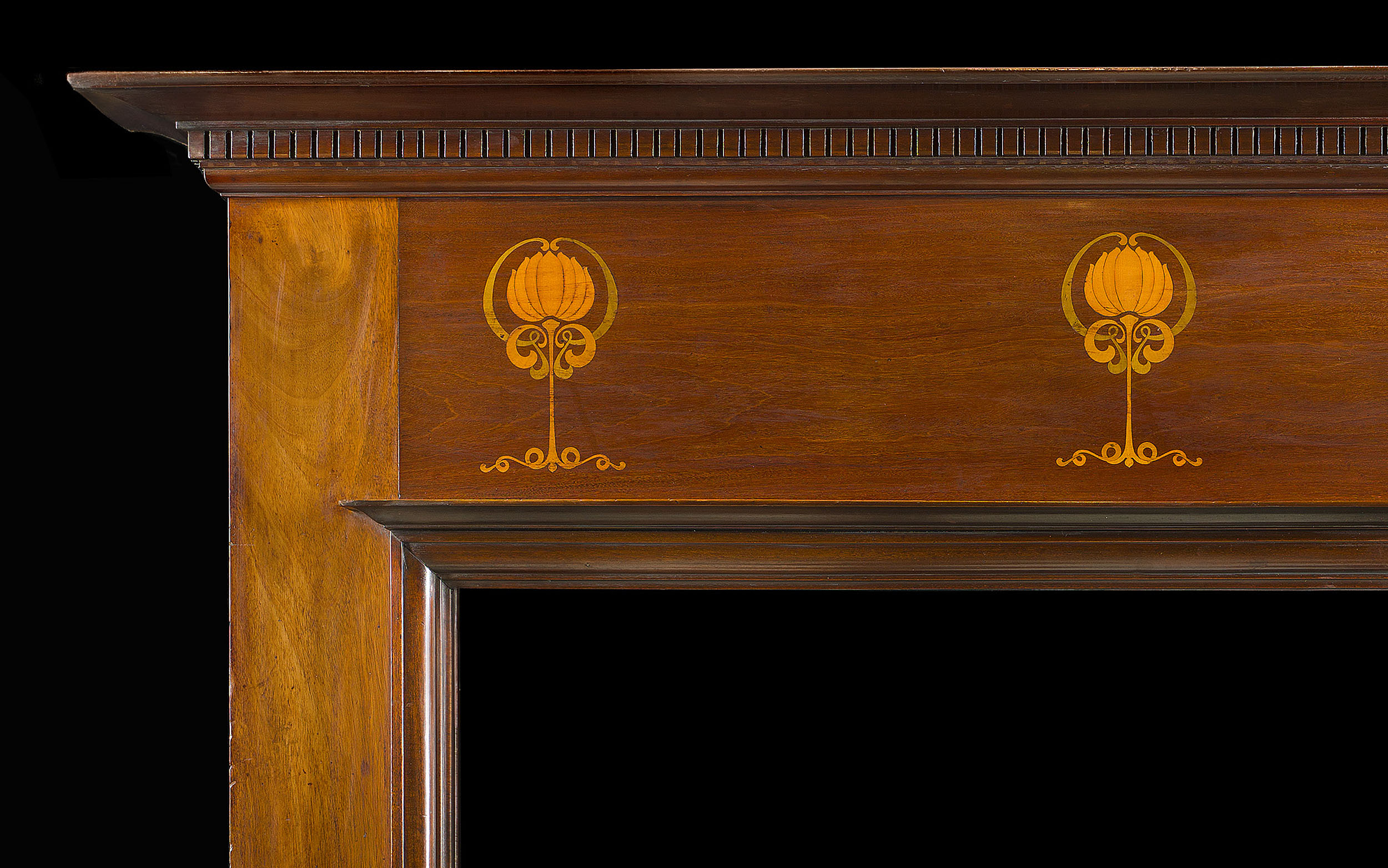 An Edwardian Inlaid Marquetry Fire Surround