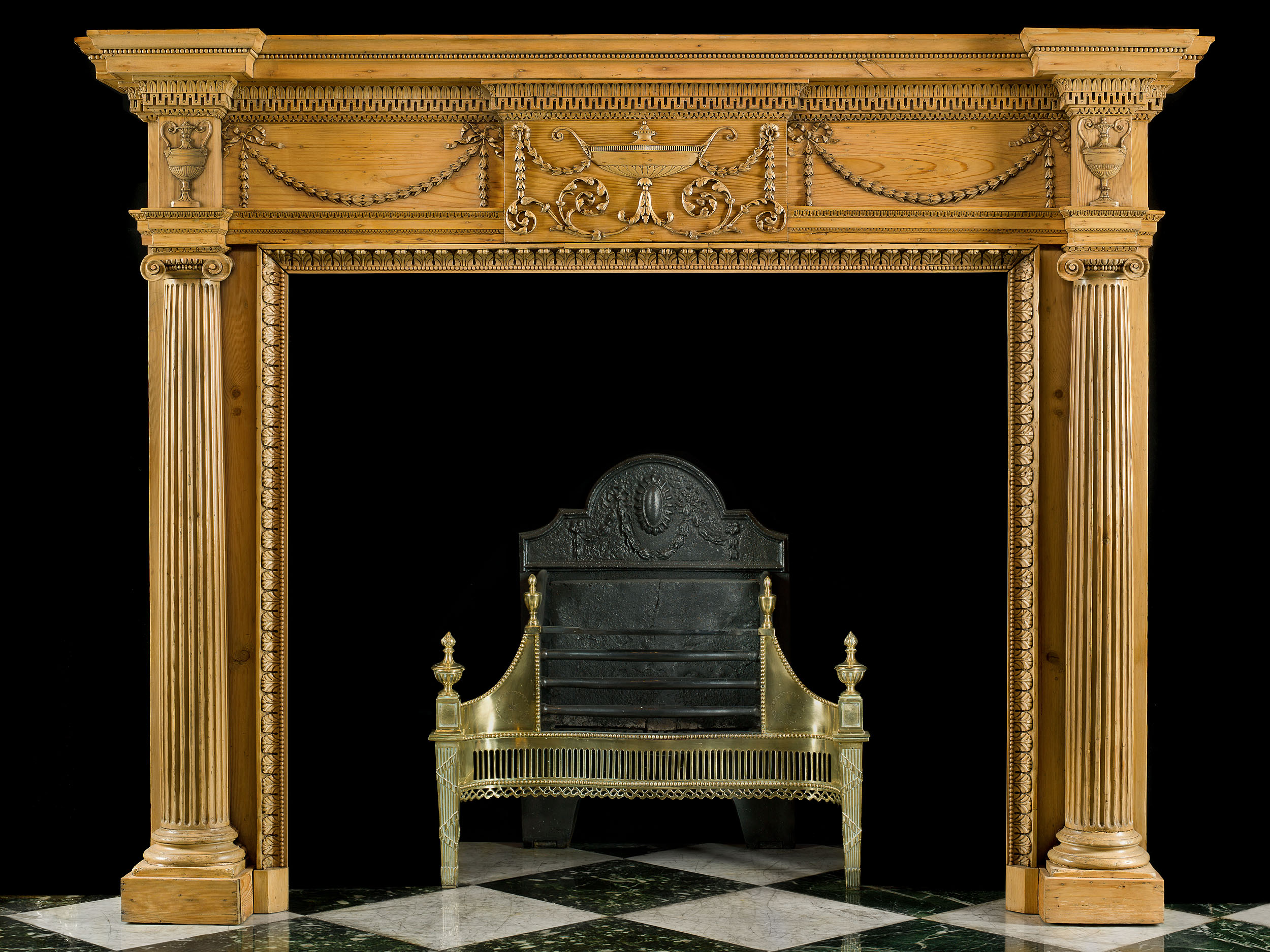A Neoclassical Style Pine Chimneypiece 
