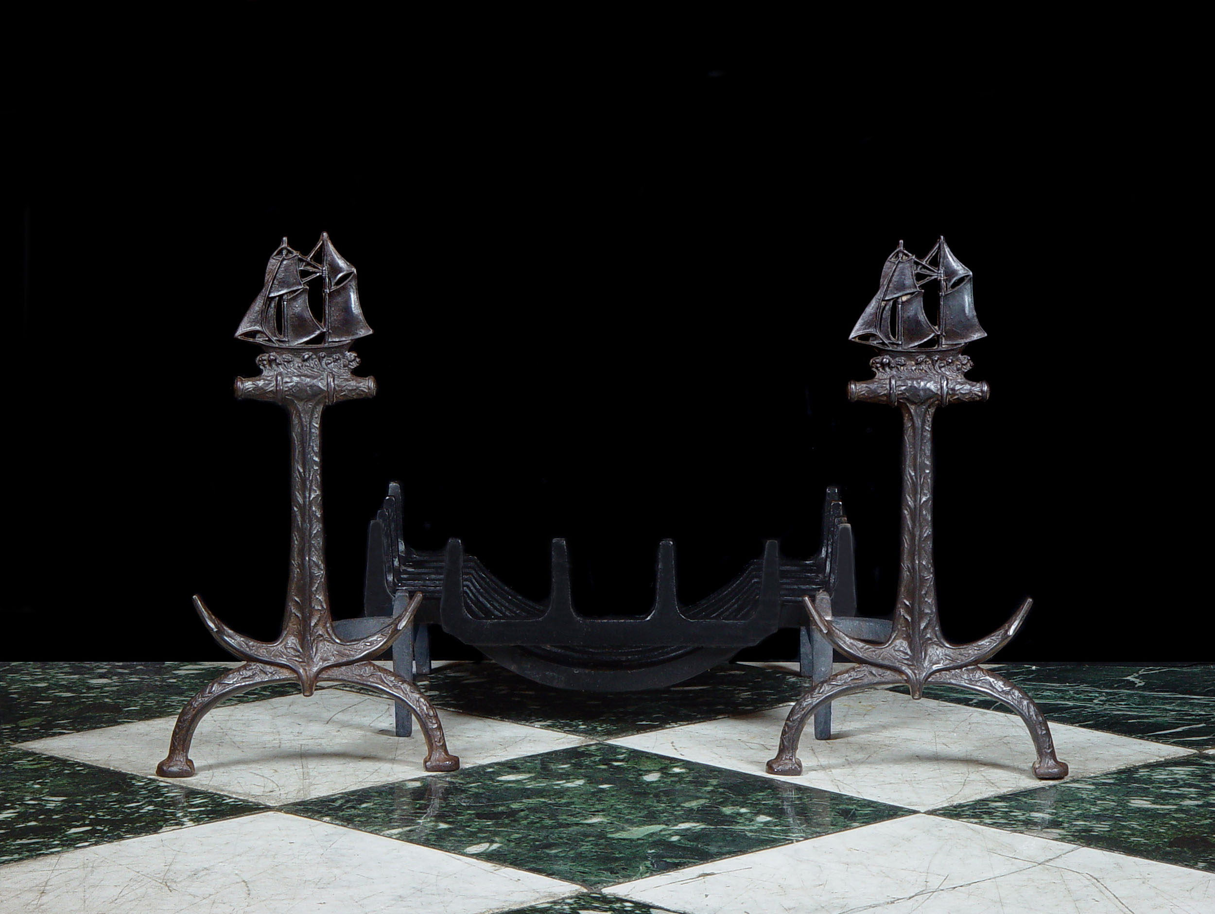 Early 20th Century Ship & Anchor Andirons



