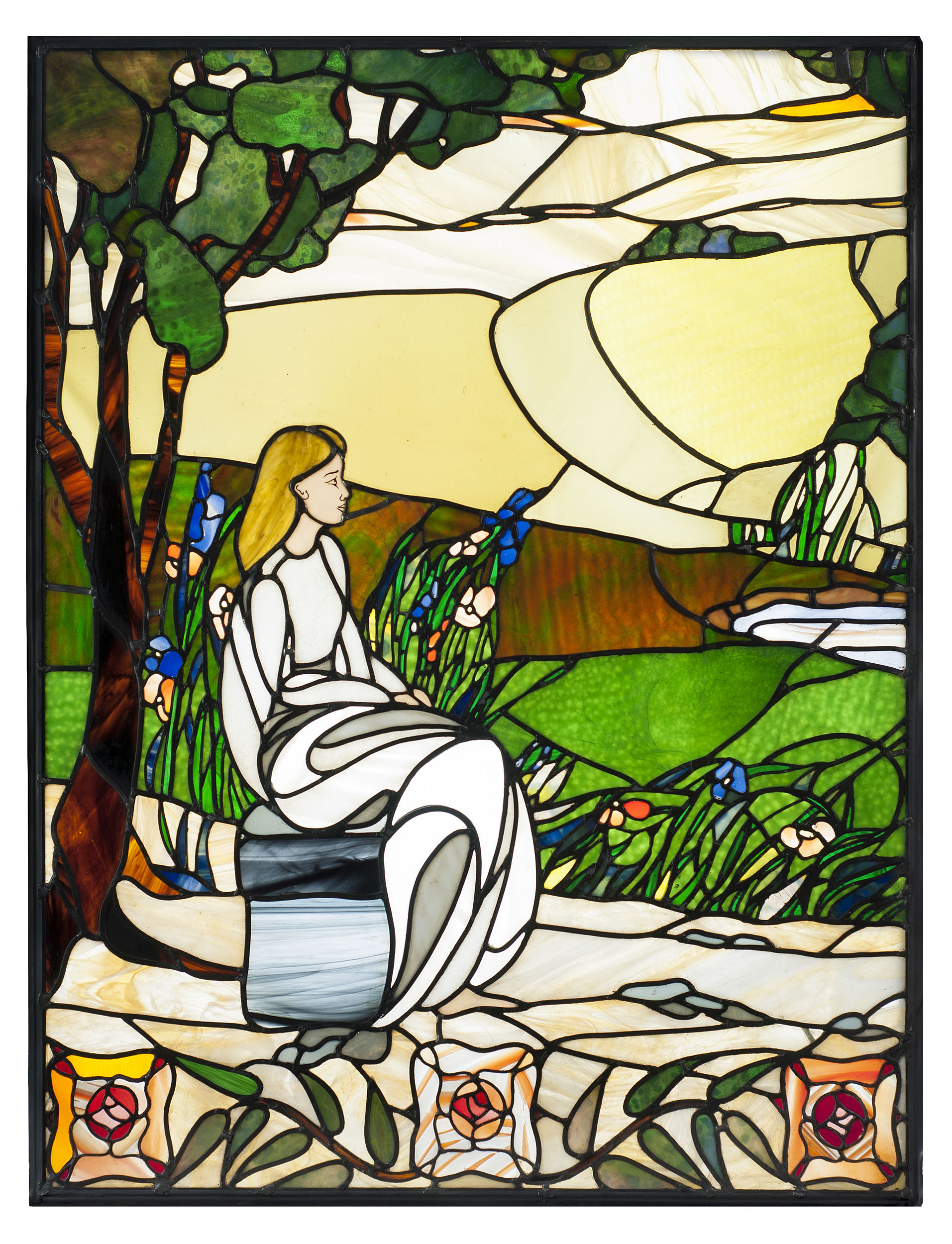 An Art Nouveau Style Stained Glass Window