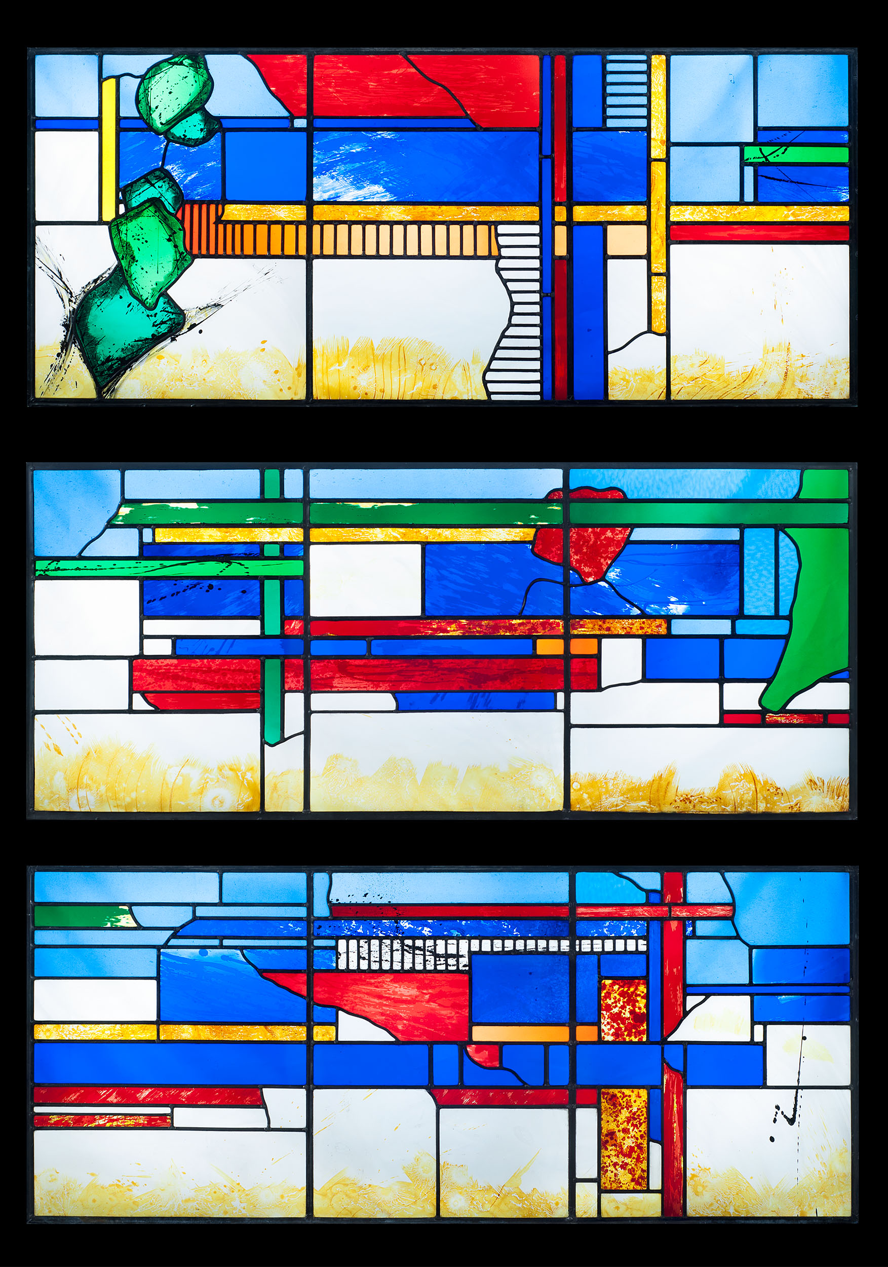 A 20th Century Stained Glass Triptych Window