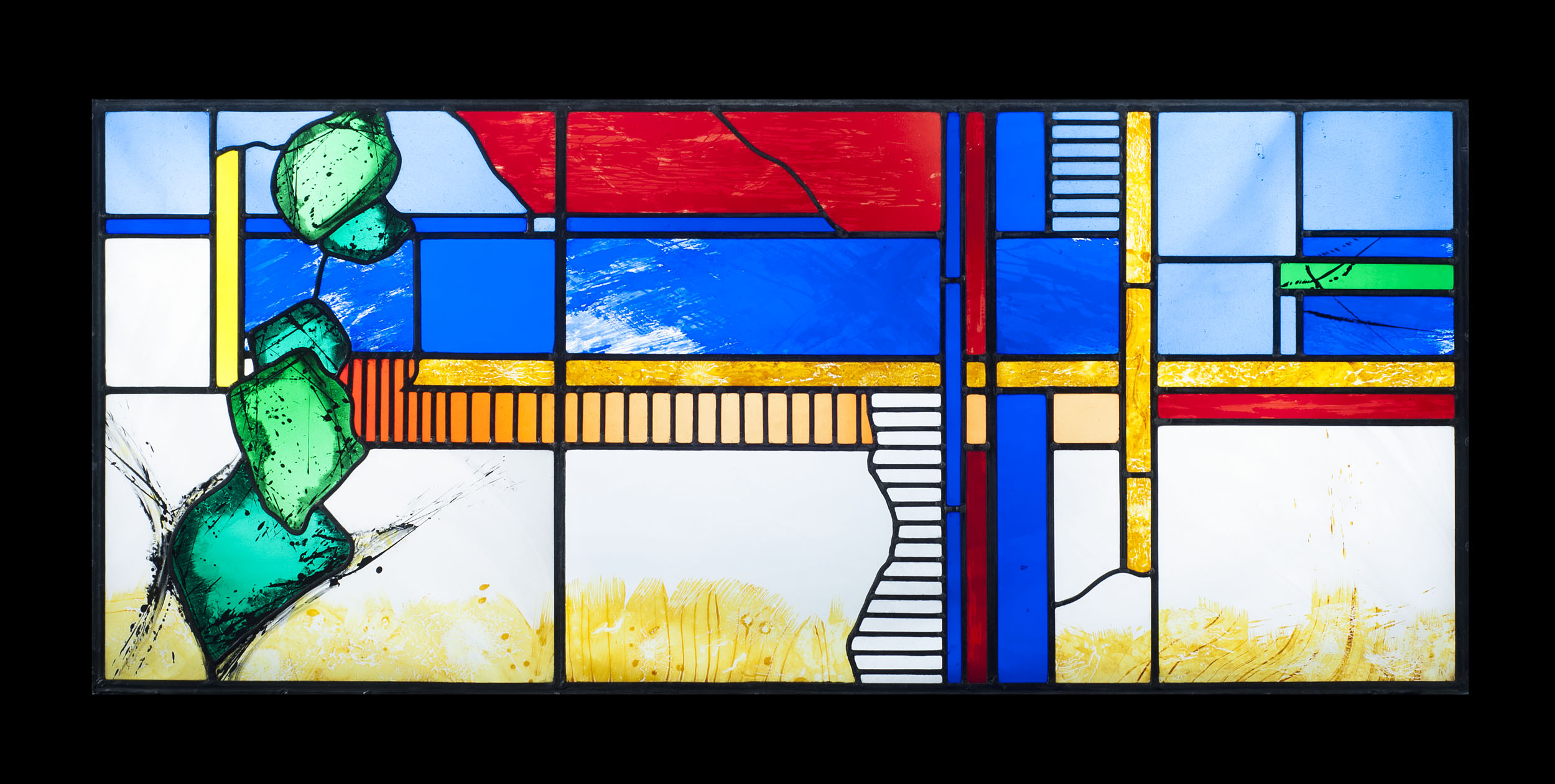 A 20th Century Stained Glass Triptych Window