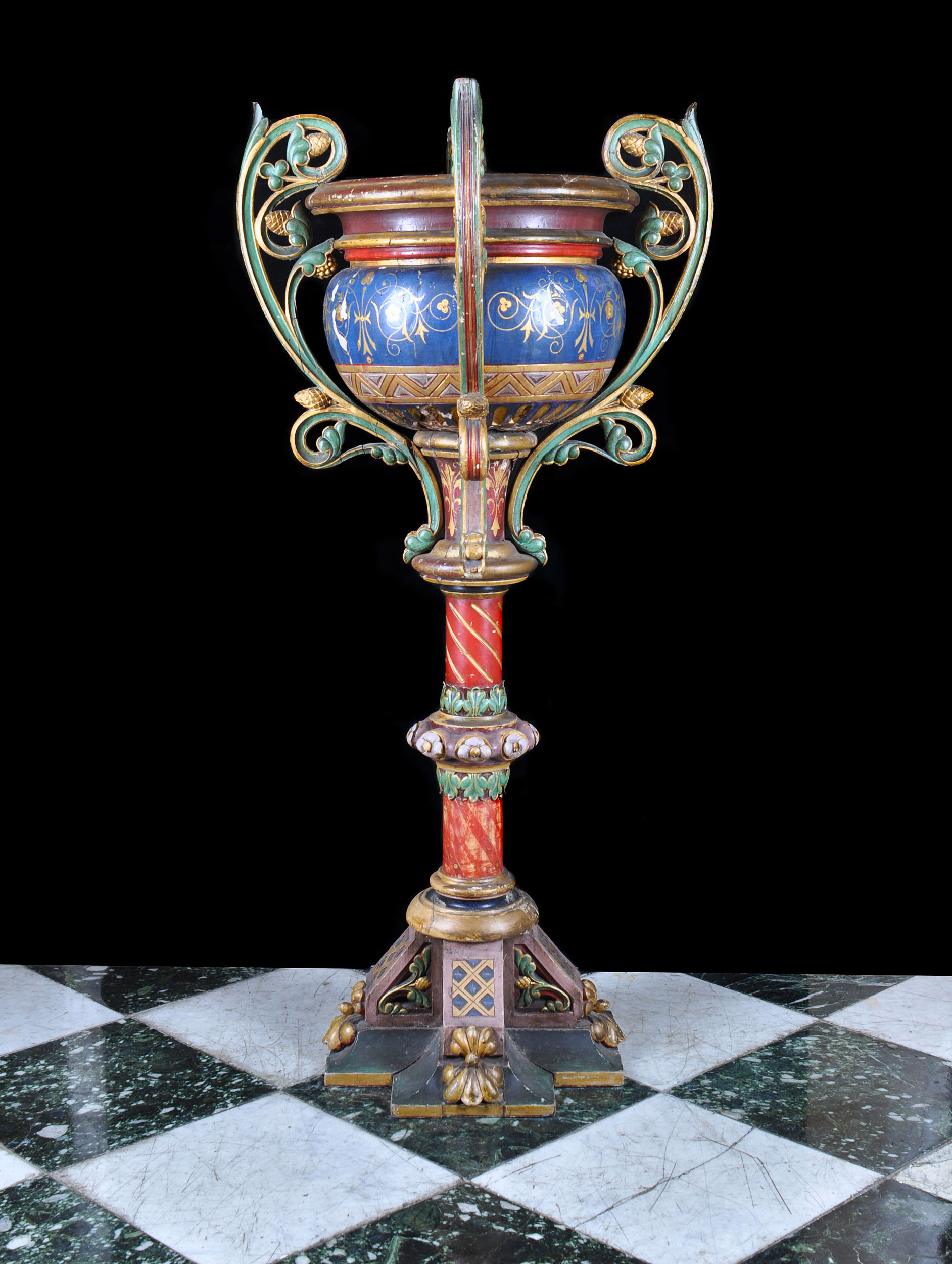 A Gothic Revival Painted Wood Jardiniere 