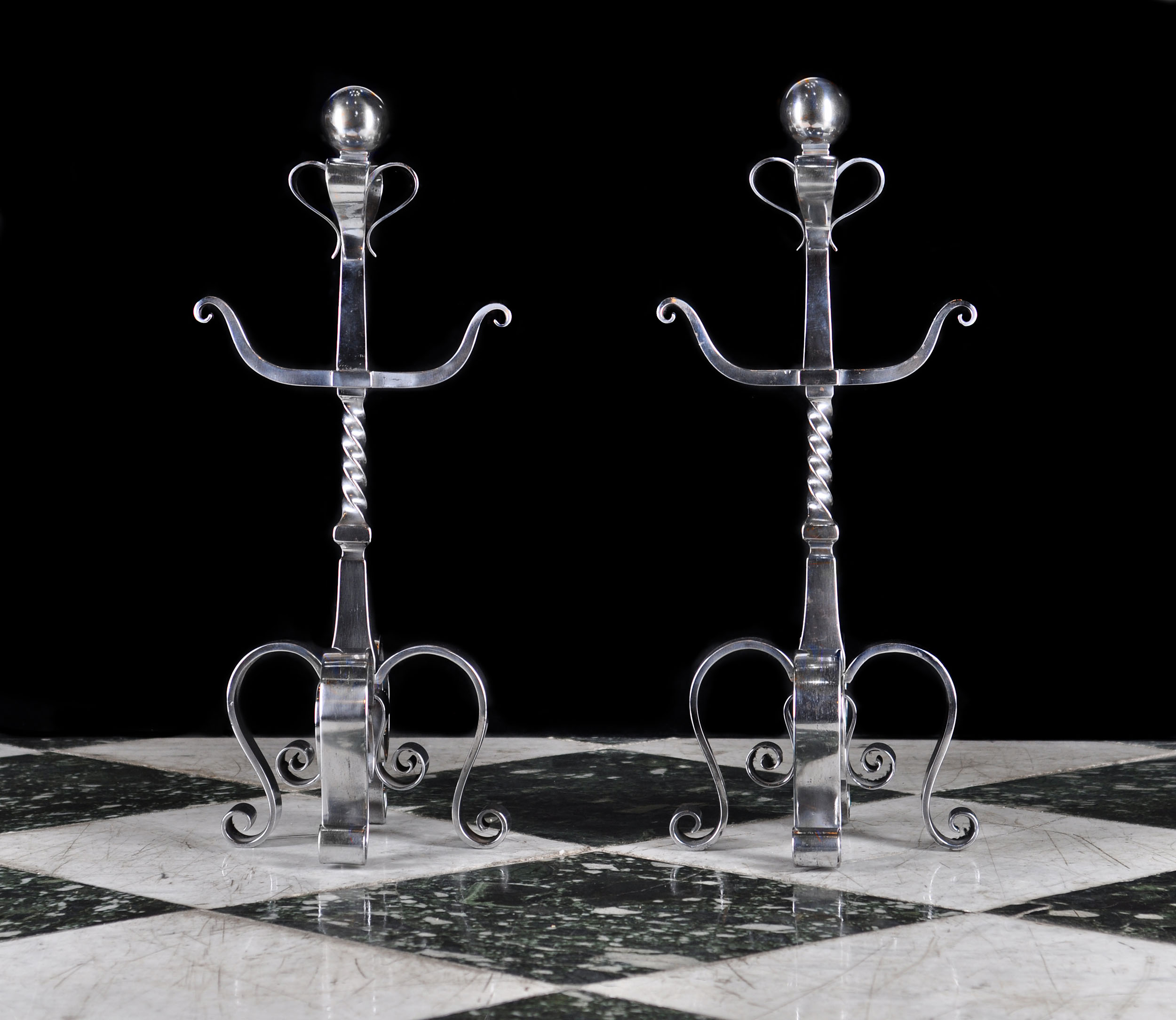 An Antique Pair of Jacobean Style Andirons 