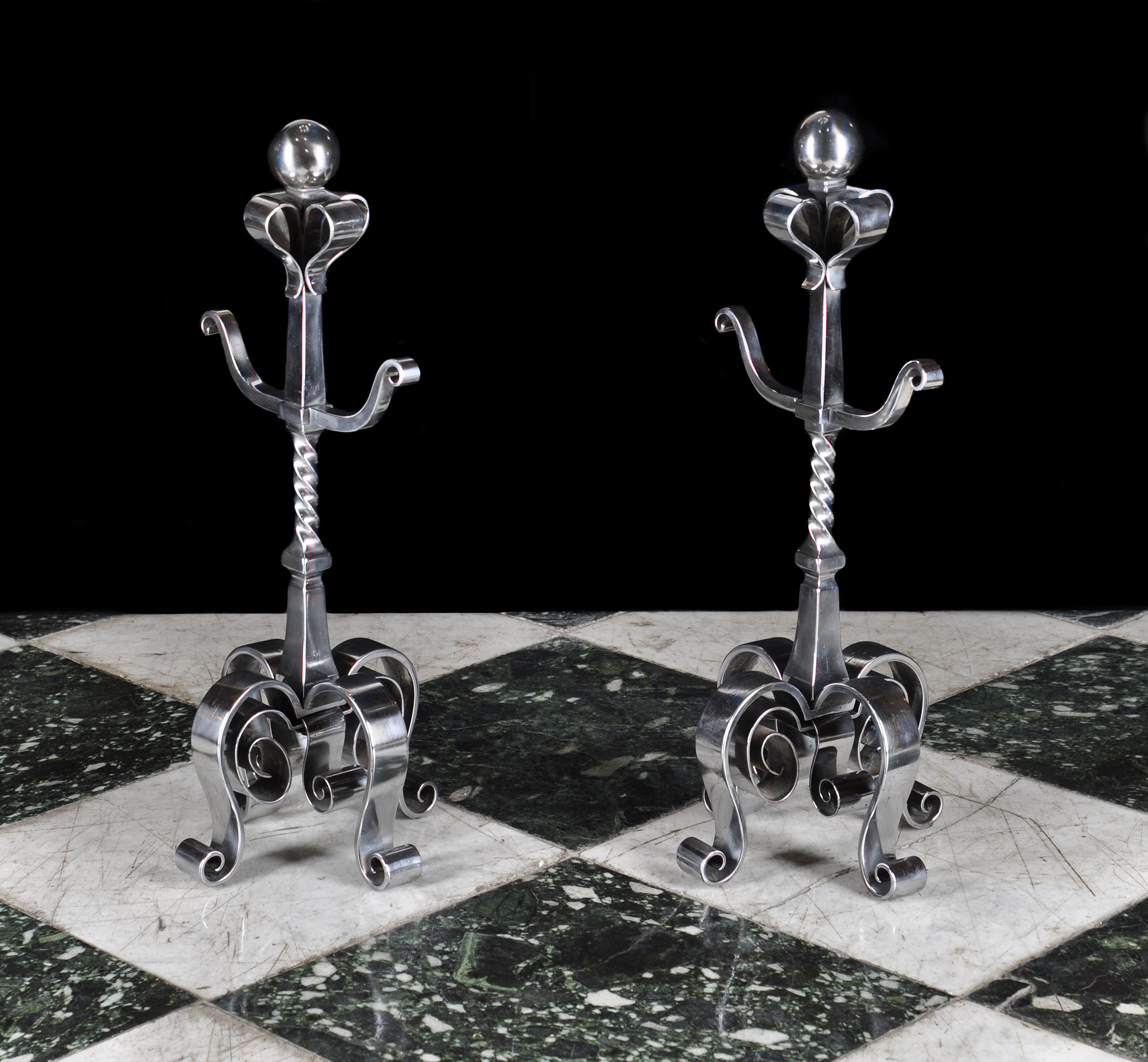 An Antique Pair of Jacobean Style Andirons 