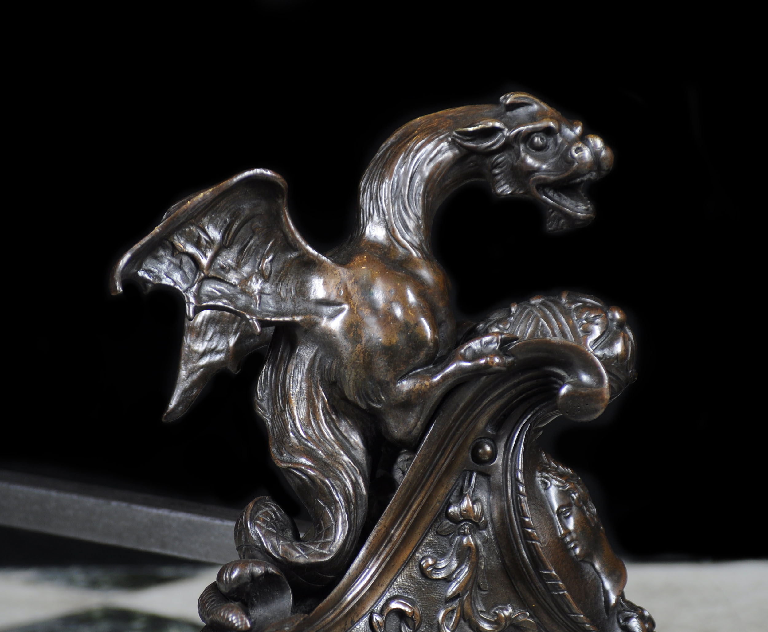Bronze Louis XV Style Dragon Chenets