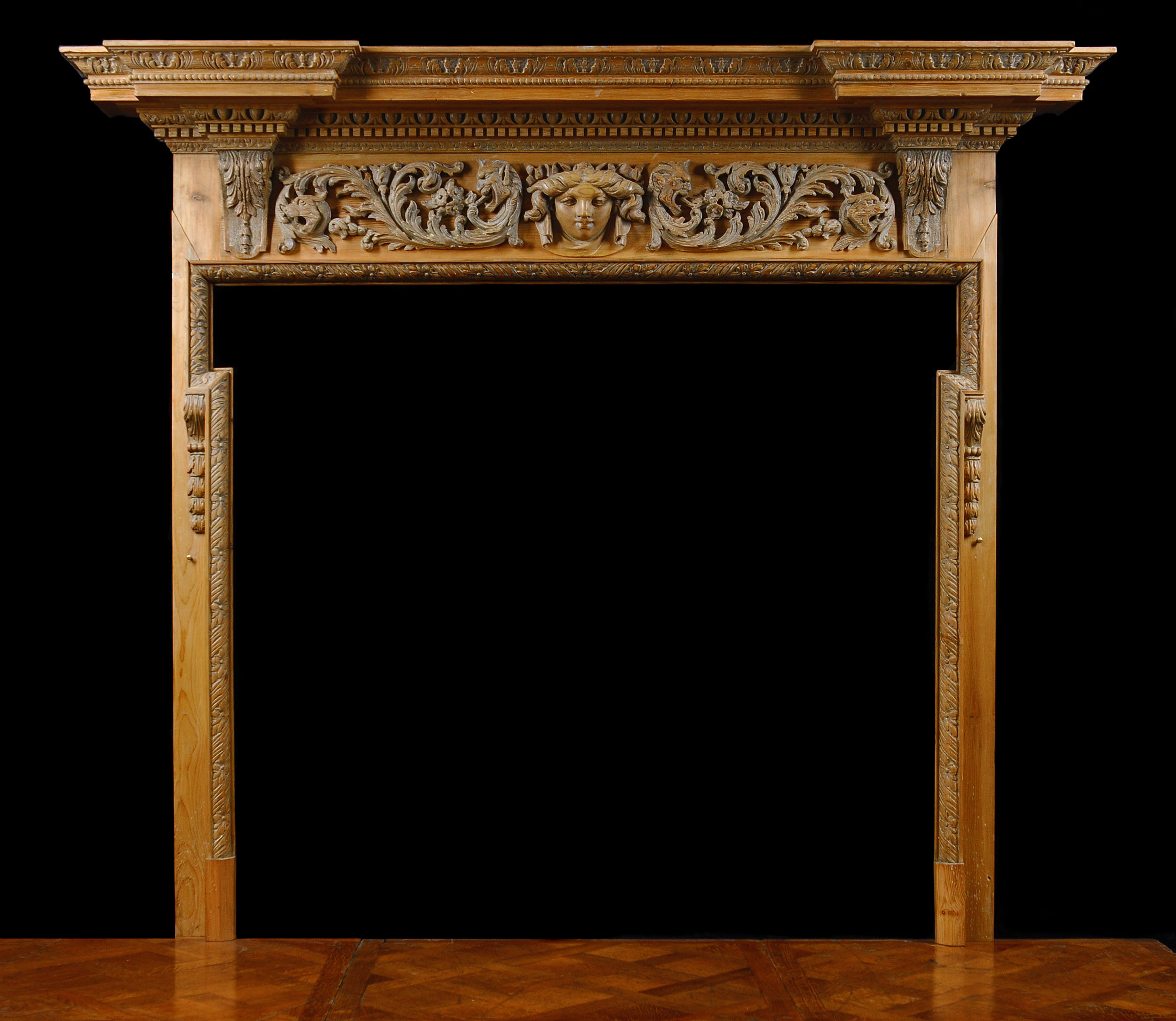A William Kent Style Pine Fireplace Mantel