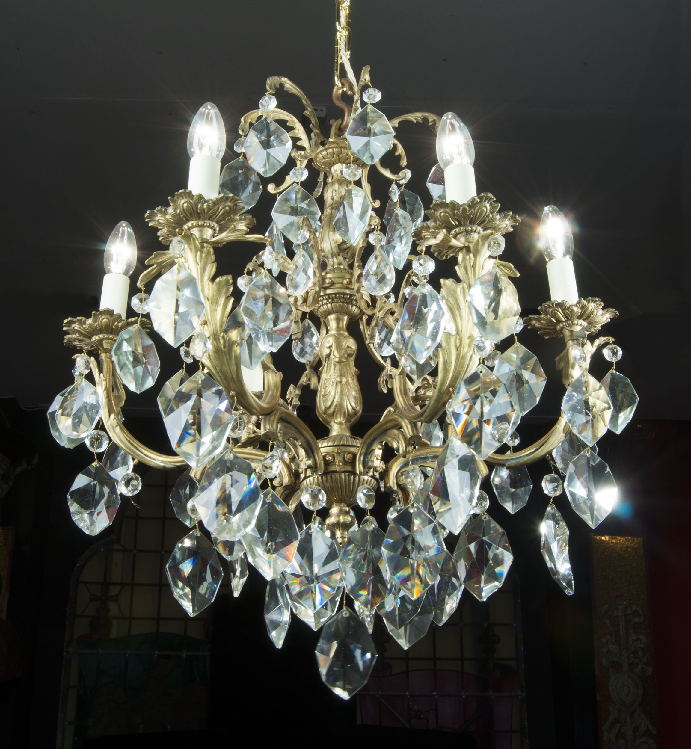 A Neoclassical Style Cut Glass Chandelier 