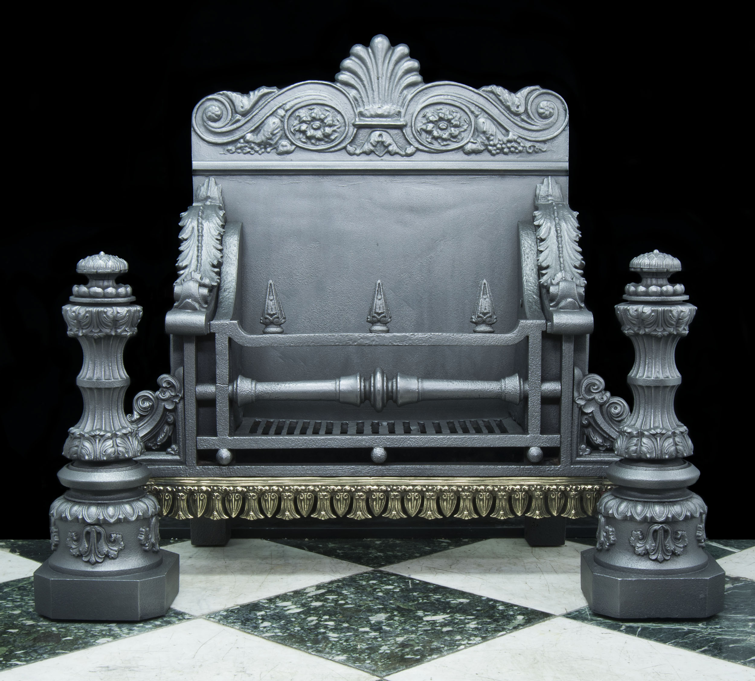 A Large Cast Iron William IV Fire Grate