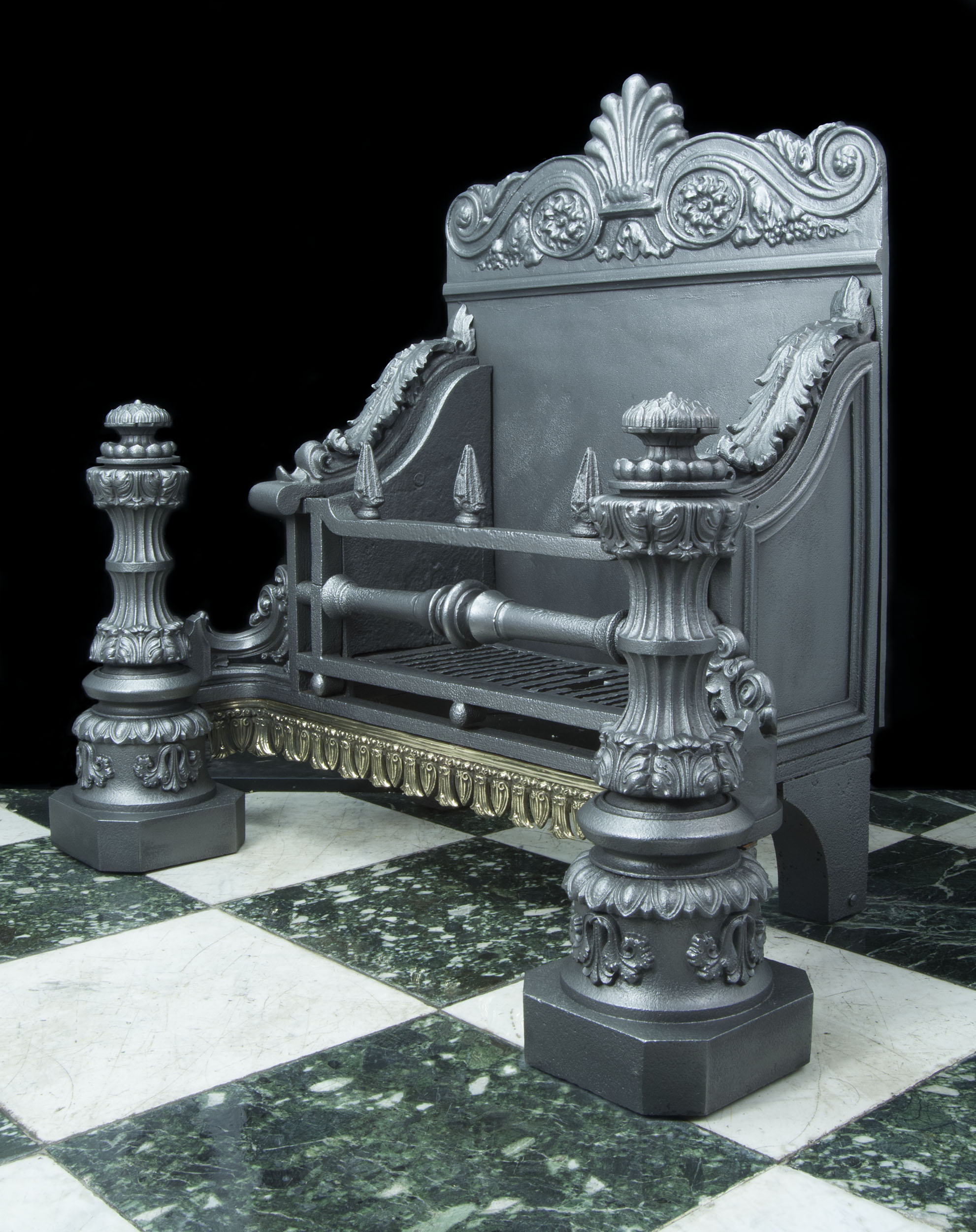 A Large Cast Iron William IV Fire Grate