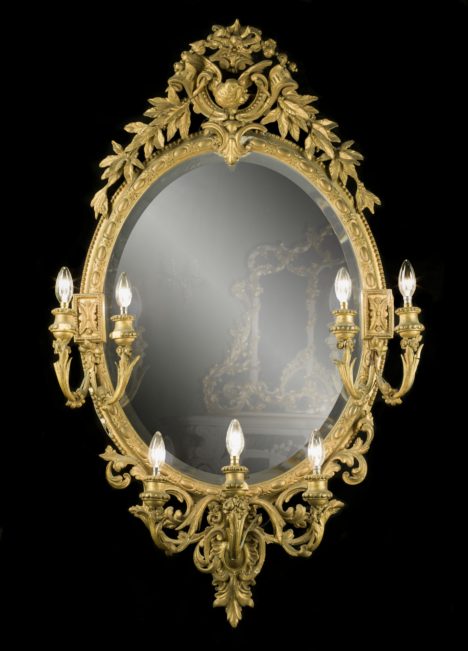A French Giltwood Large Girandole Mirror