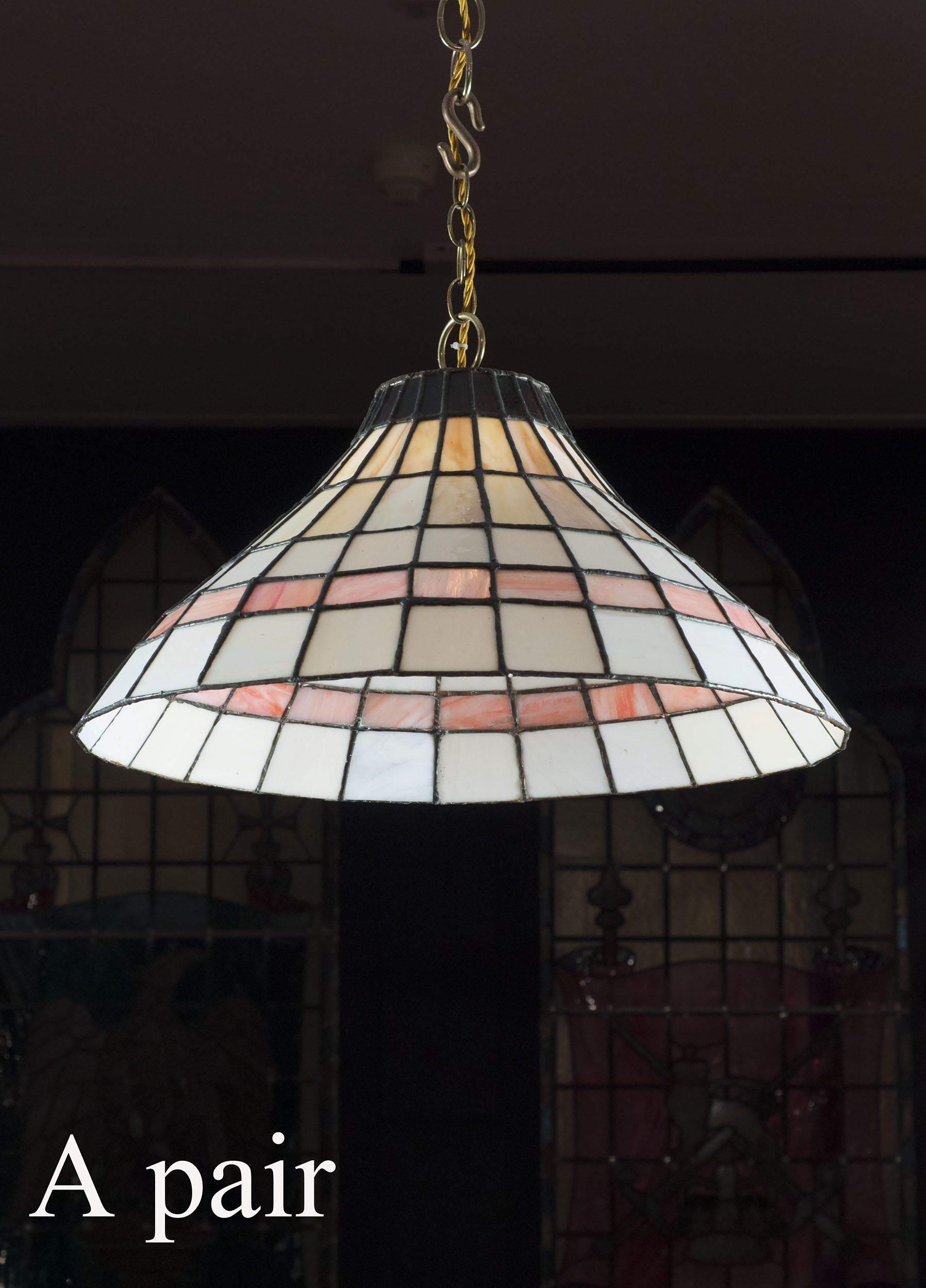 A 20th century pair of Art Deco style ceiling lights 