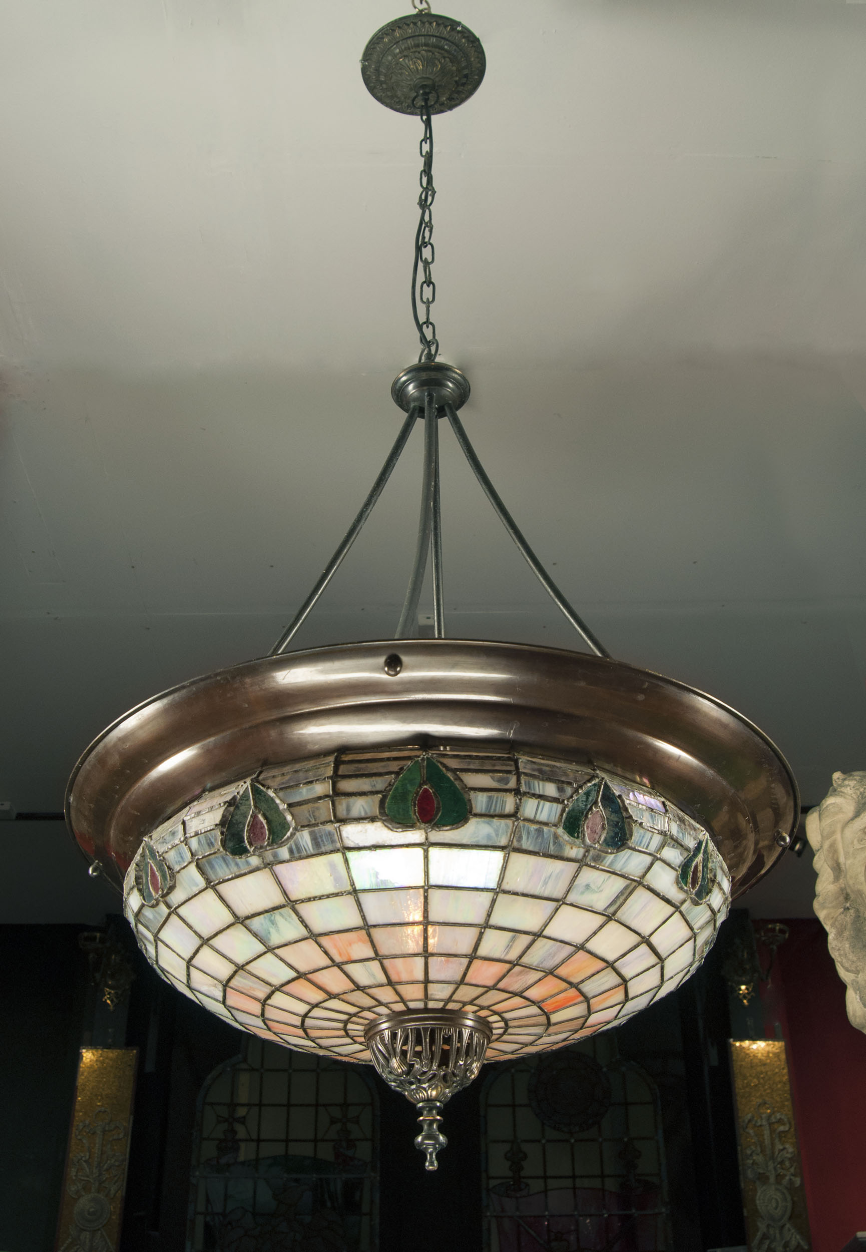 An Art Nouveau Tiffany Style Ceiling Light