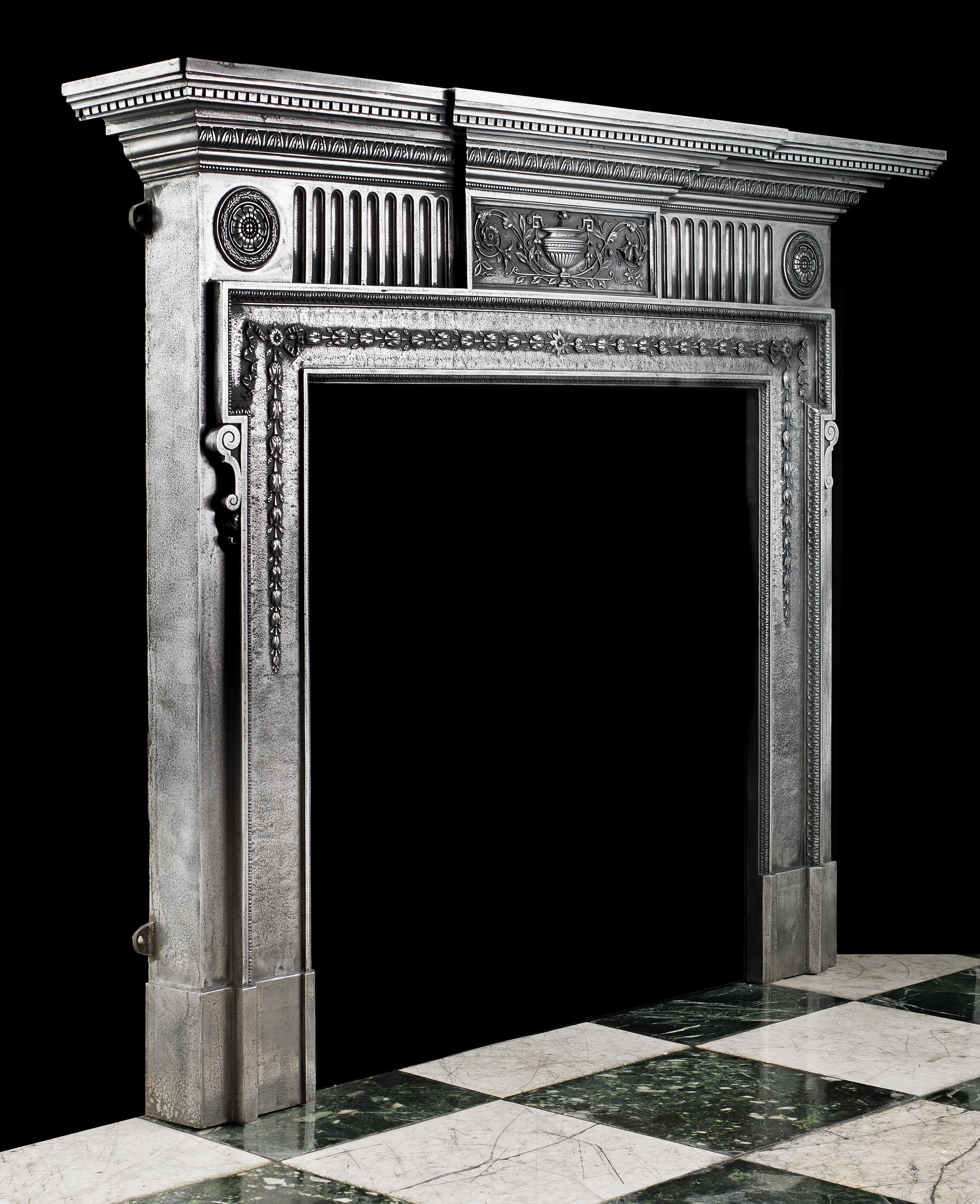 A Georgian Style Cast Iron Fireplace Mantel