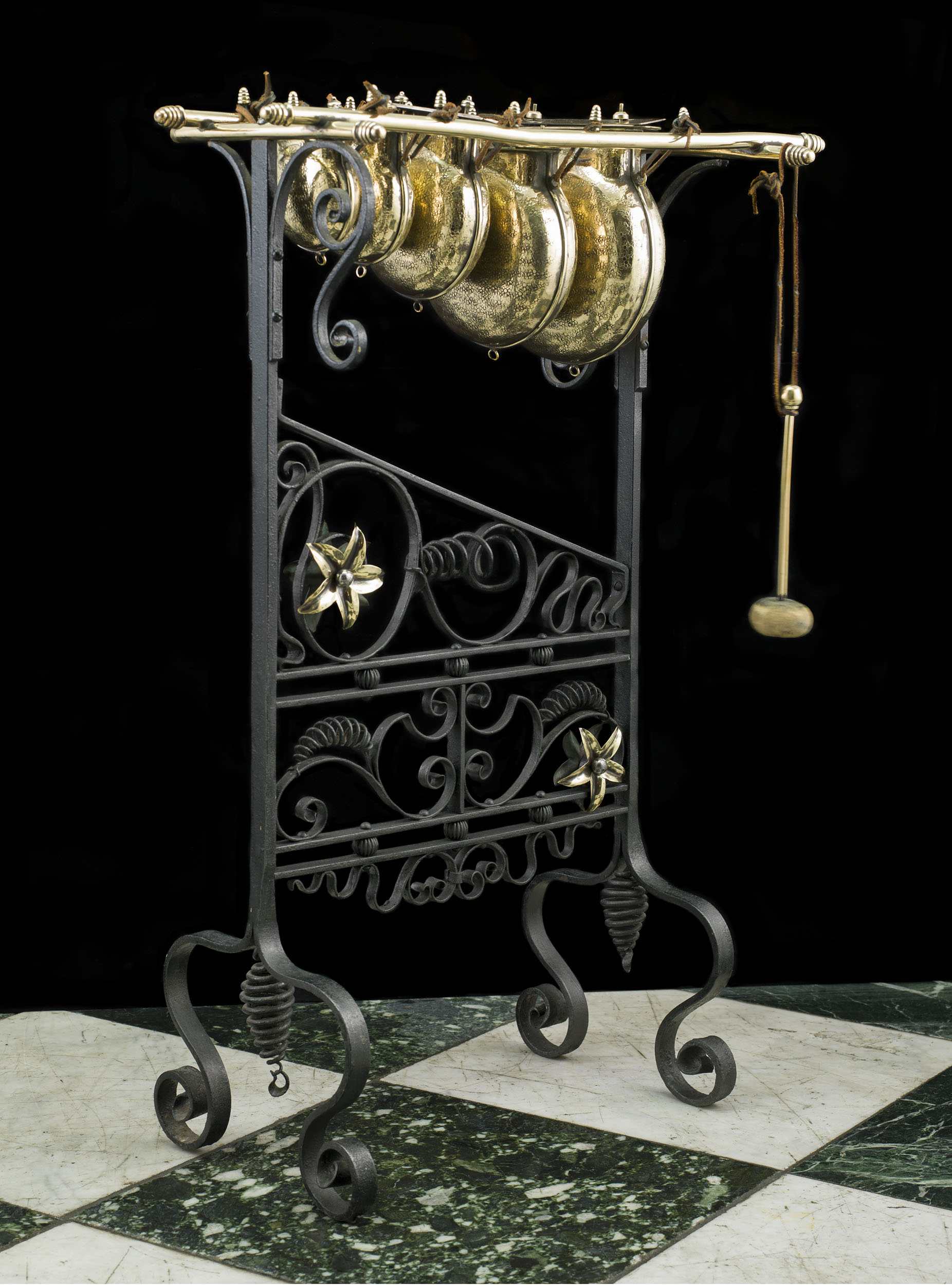 An Arts & Crafts Wrought Iron Glockenspiel