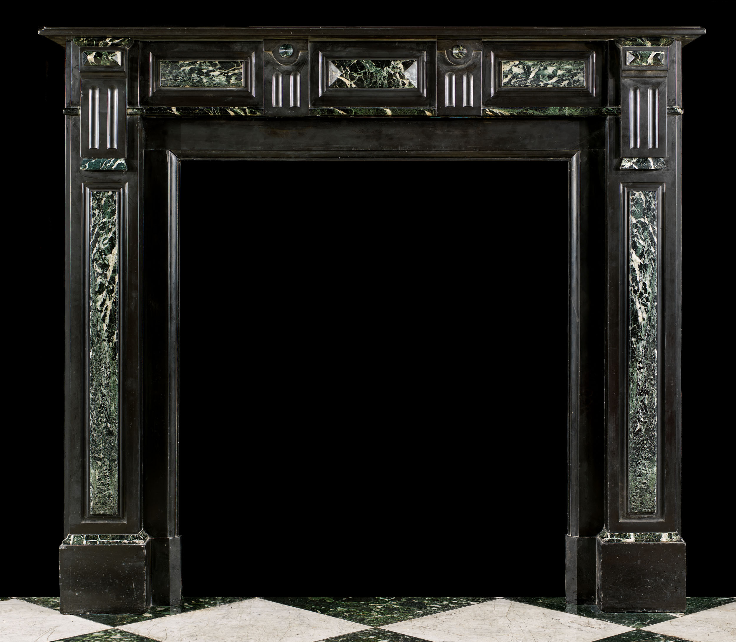 Small Belgian Black Marble Antique Fireplace
