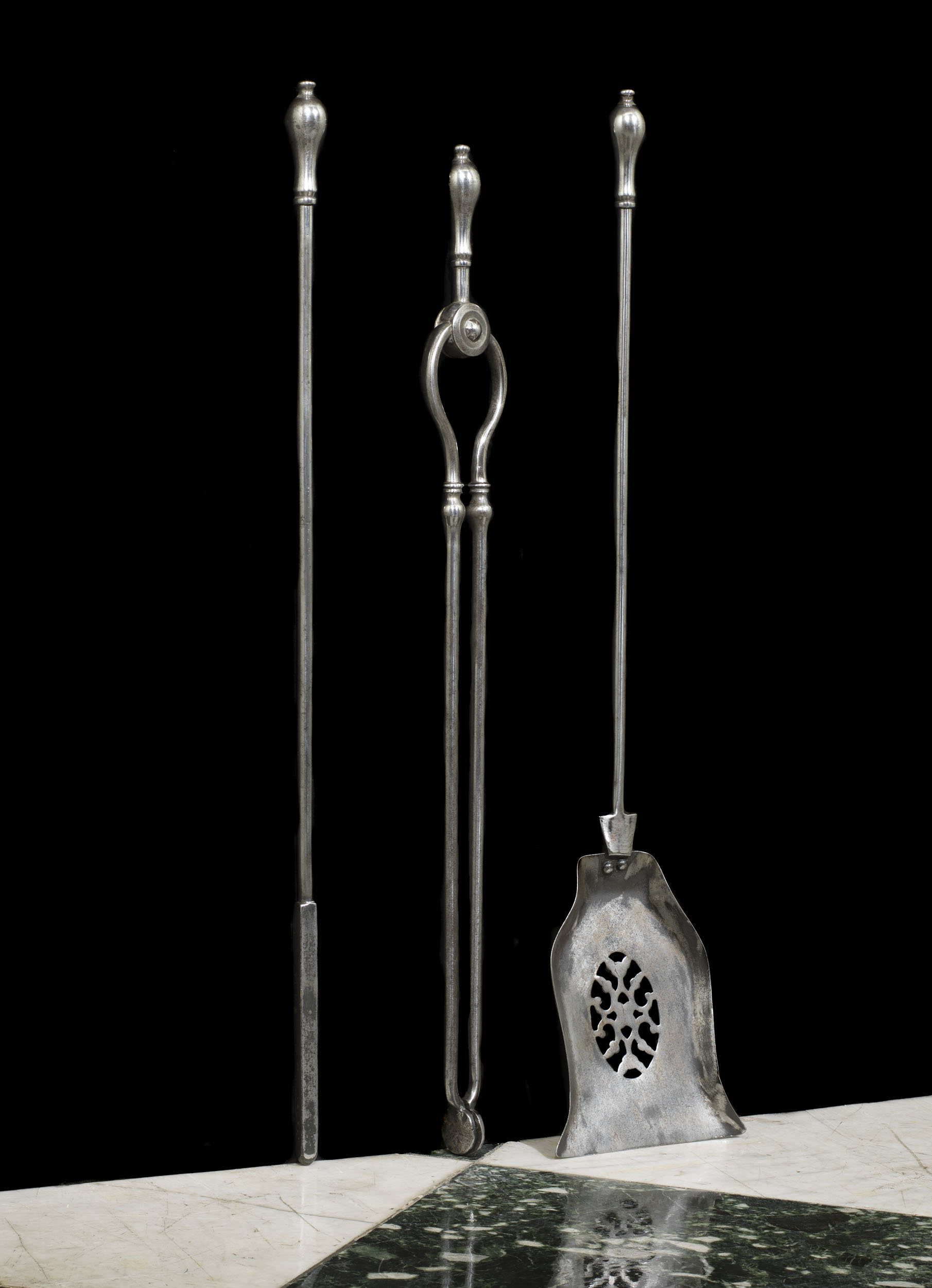 An Antique Set of Georgian Steel Fire Tools