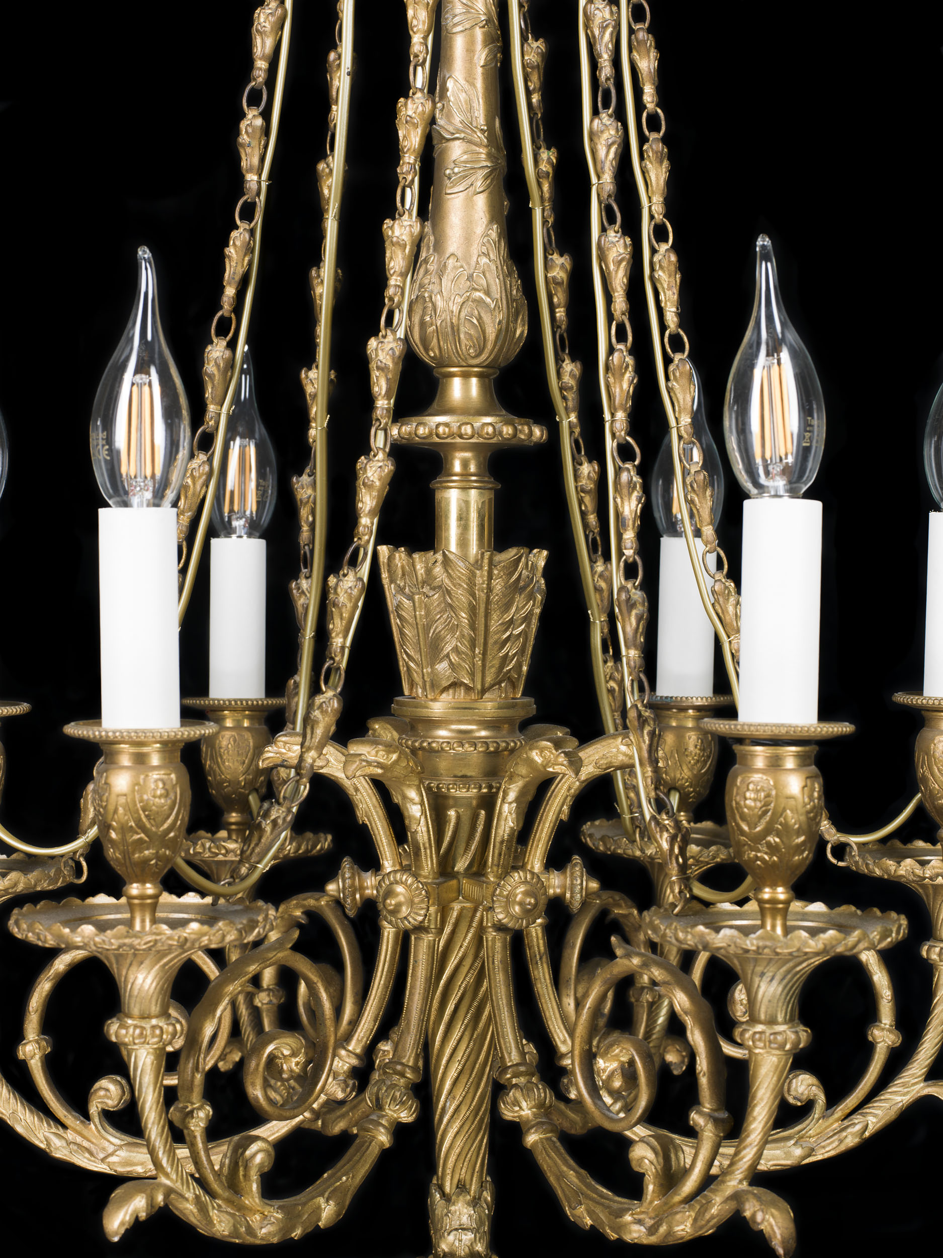 A Neoclassical Style Bronze Chandelier
