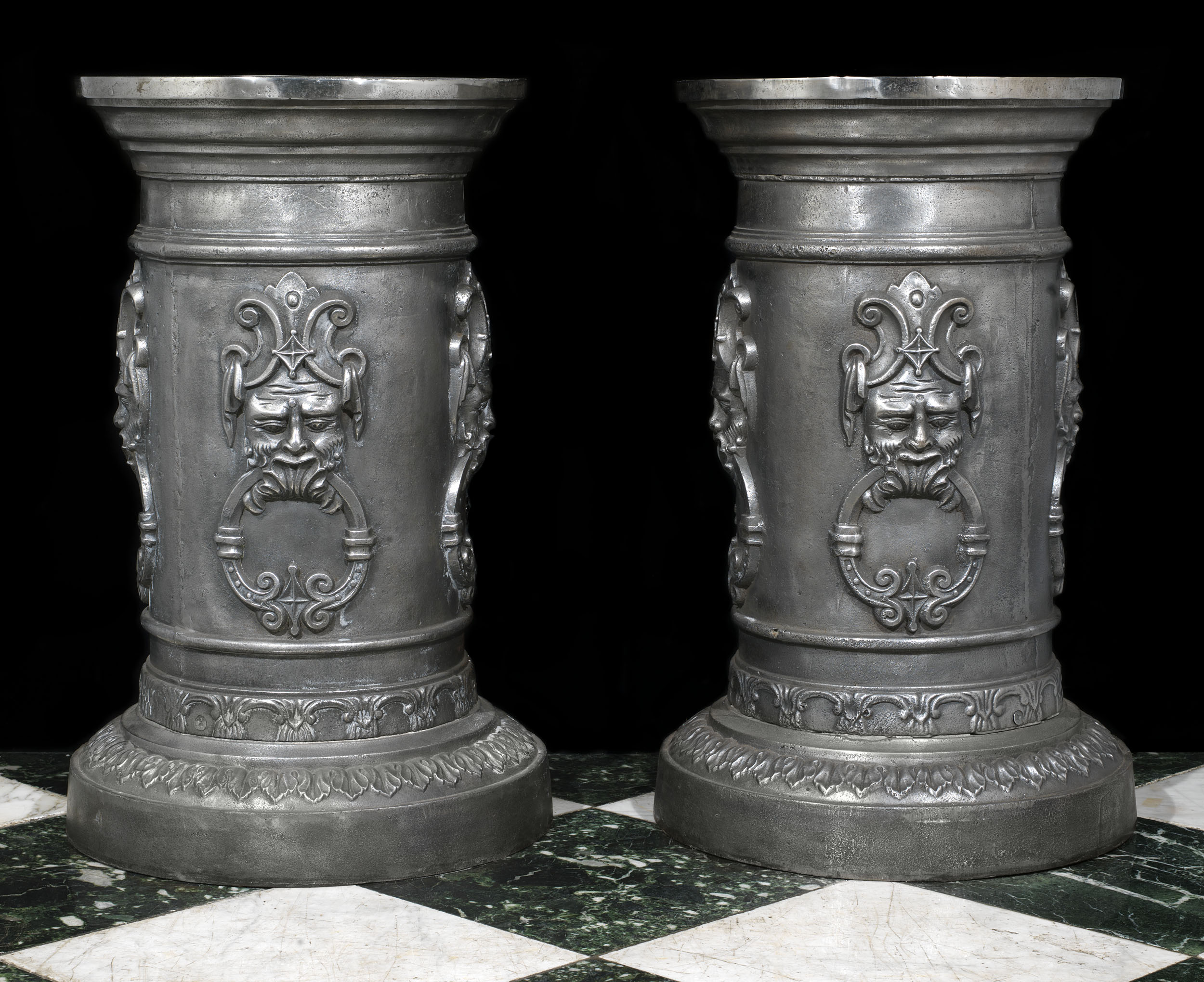 A Pair of 20th Century Cast Iron Urn Stands 
