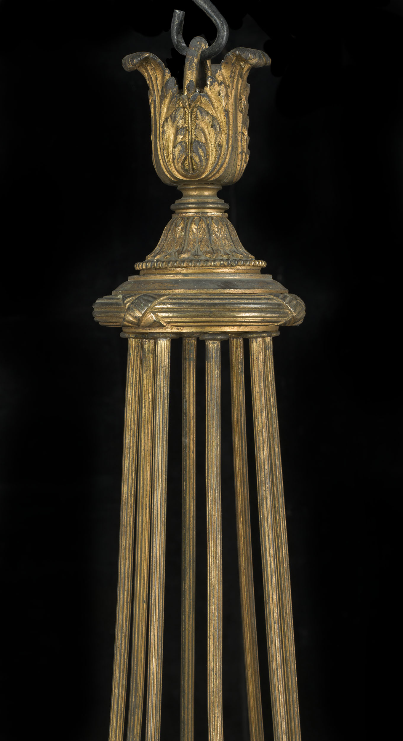 A Neoclassical Style Brass Torchere Chandelier