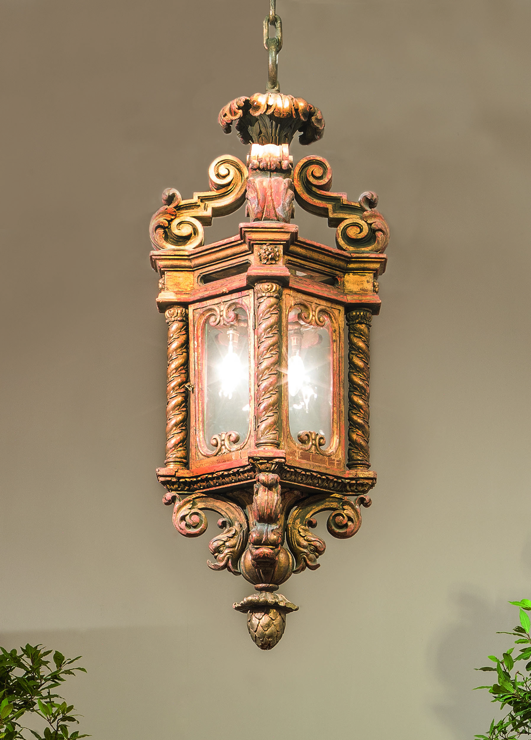 A Large Venetian Baroque Gilt Wood Lantern