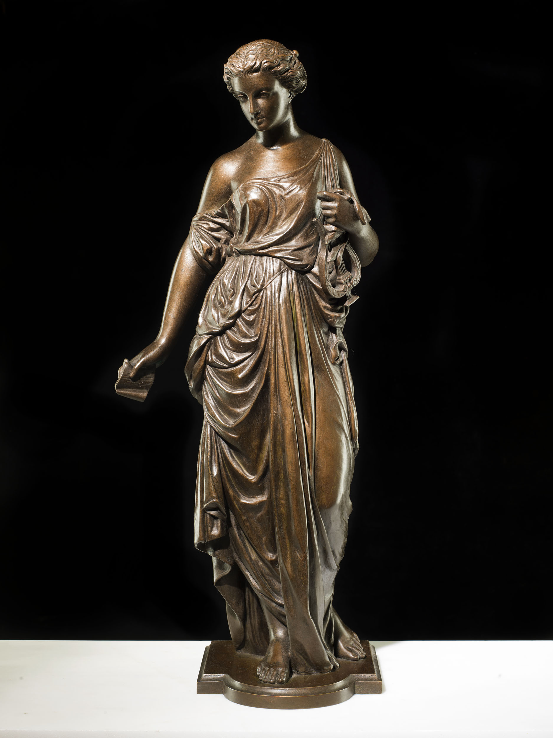 A French Bronze Model of a Muse with a Lyre