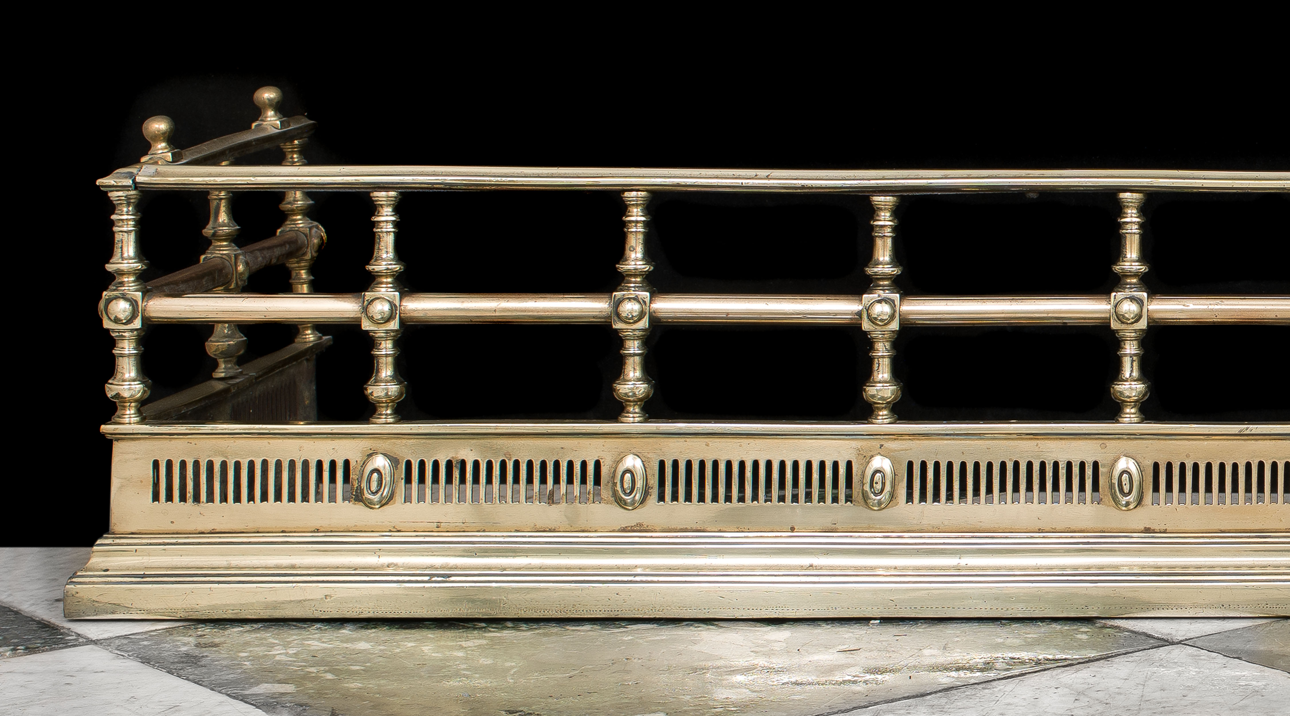  A brass railed and galleried Victorian fireplace fender   