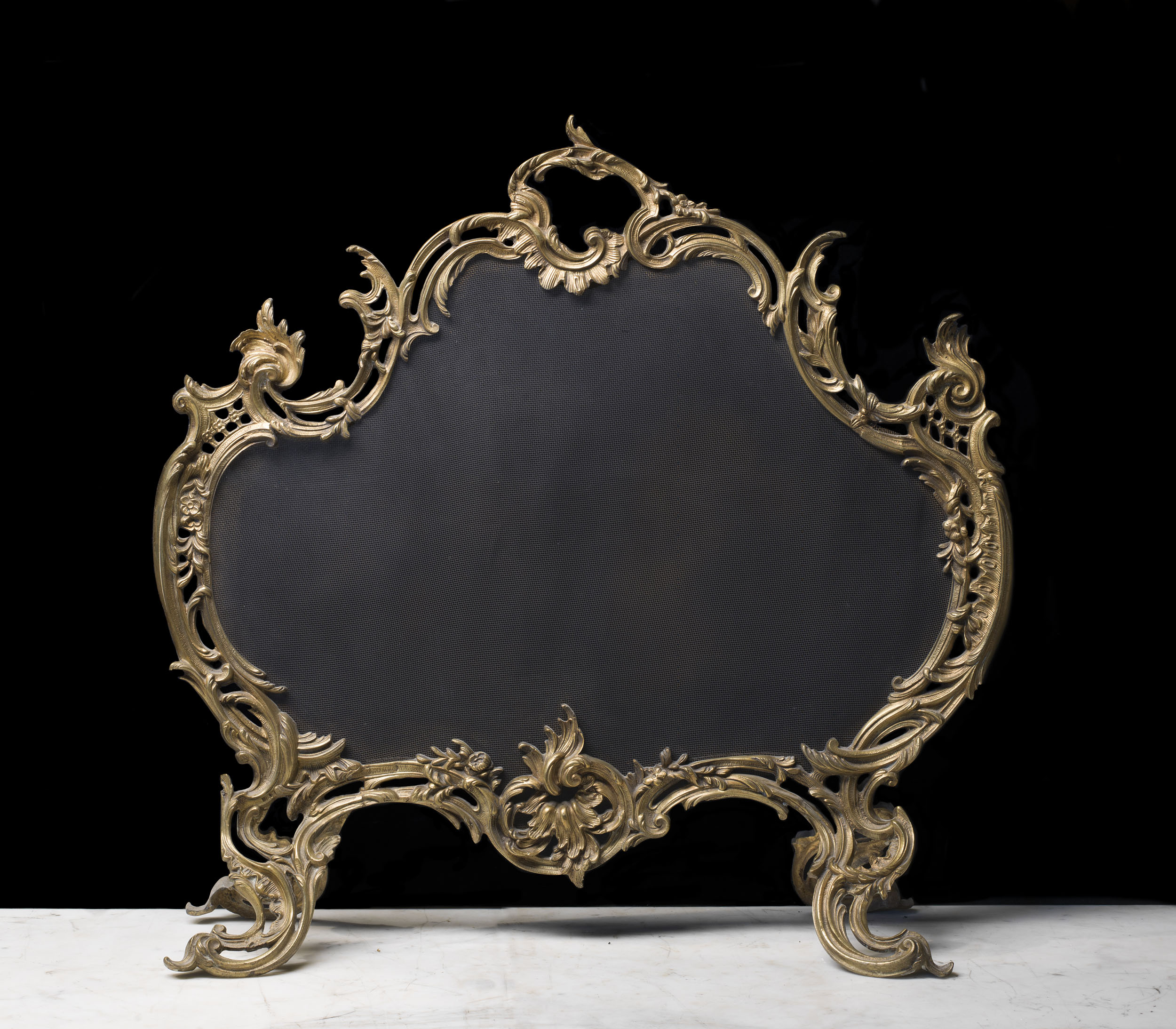 French Gilt Bronze Rococo Style Fire Screen.