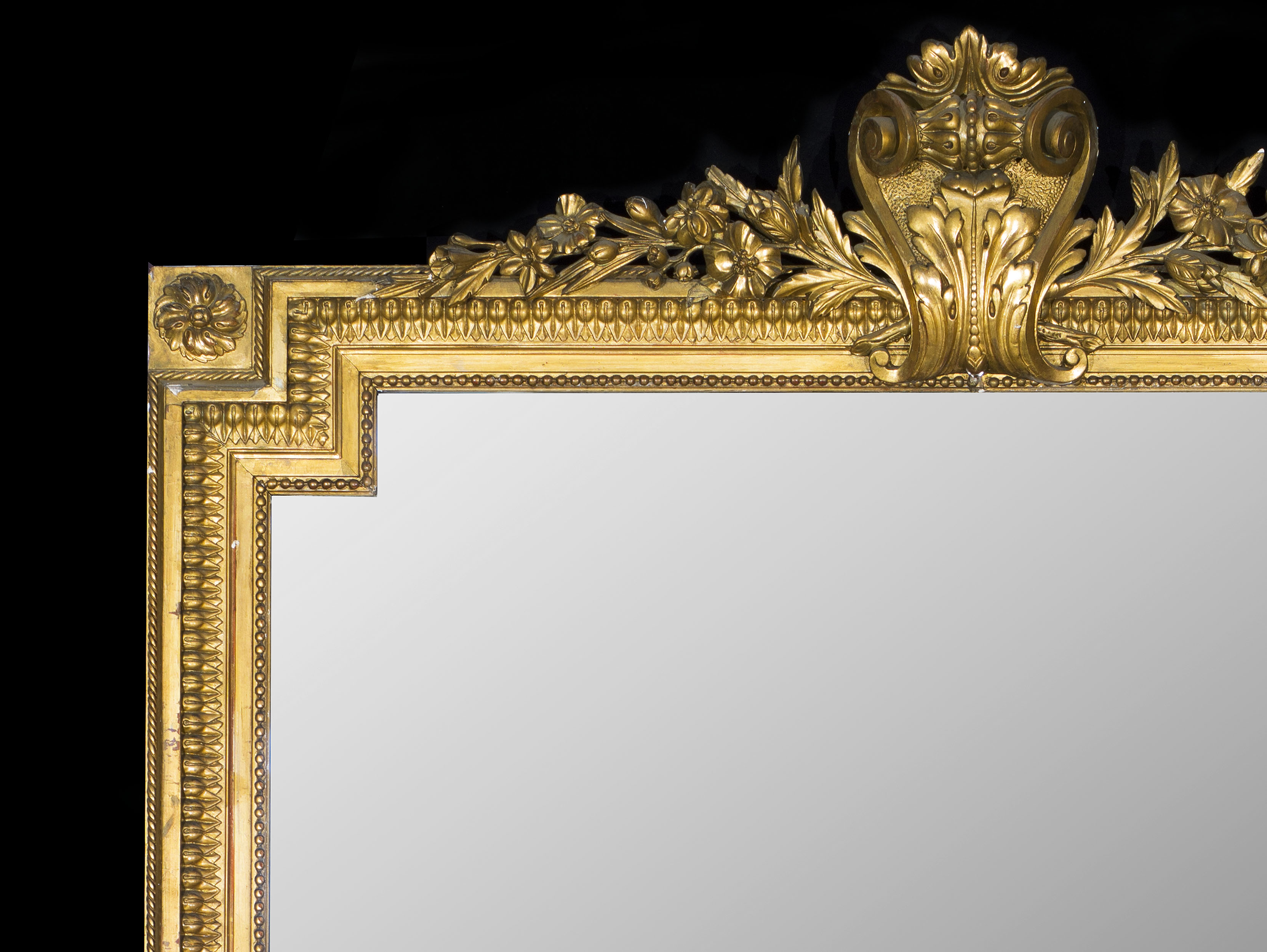  Louis XVI style Giltwood and Pine Overmantel Mirror   