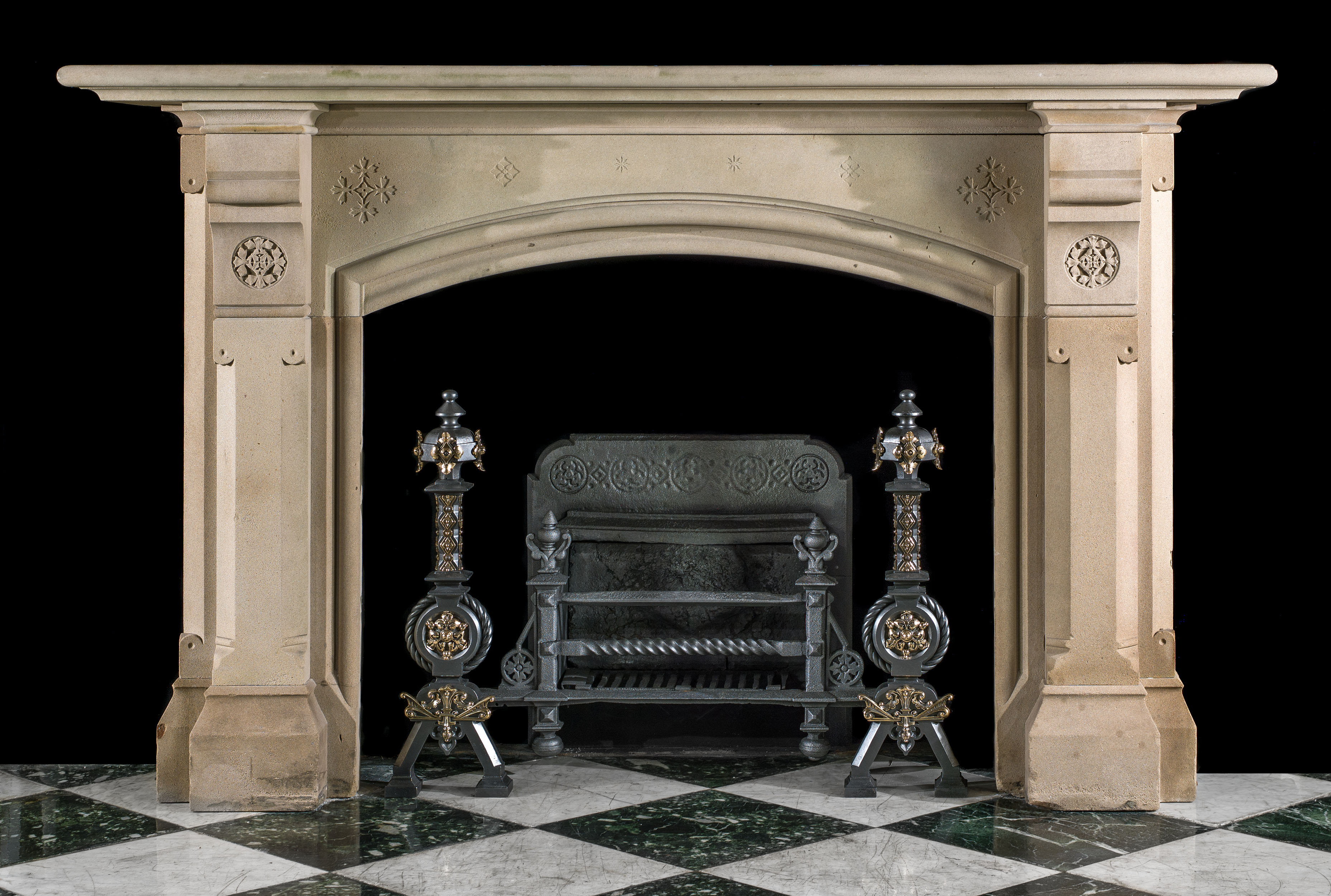  A Large Yorkstone Gothic Style Fireplace