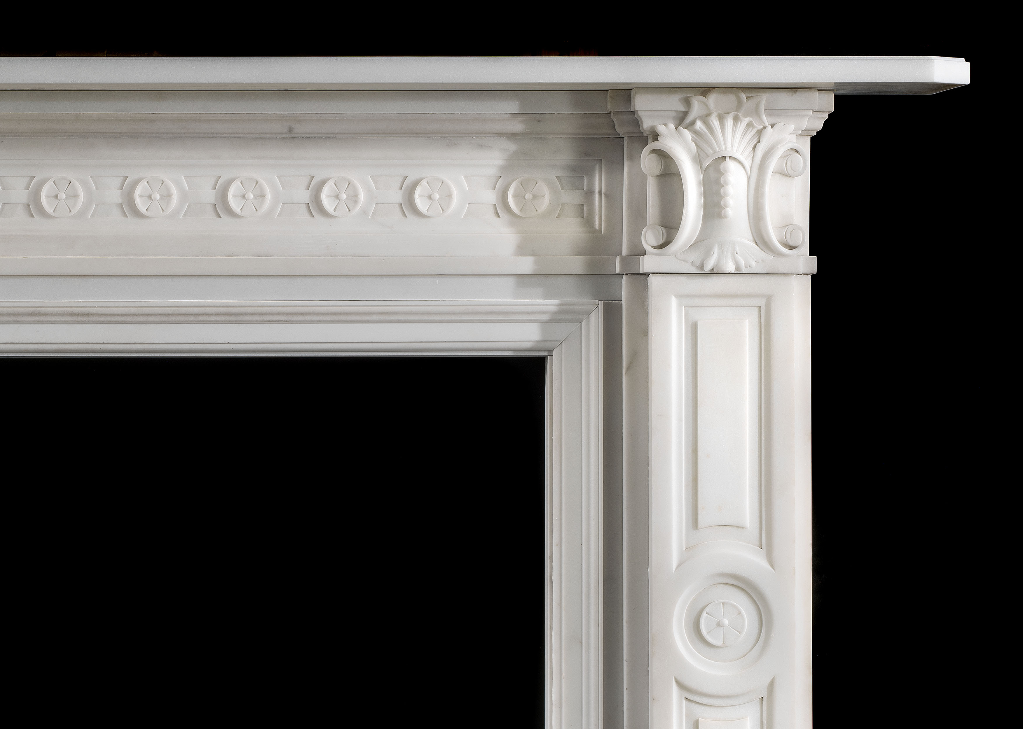  An antique Victorian fireplace mantel in white statuary marble 